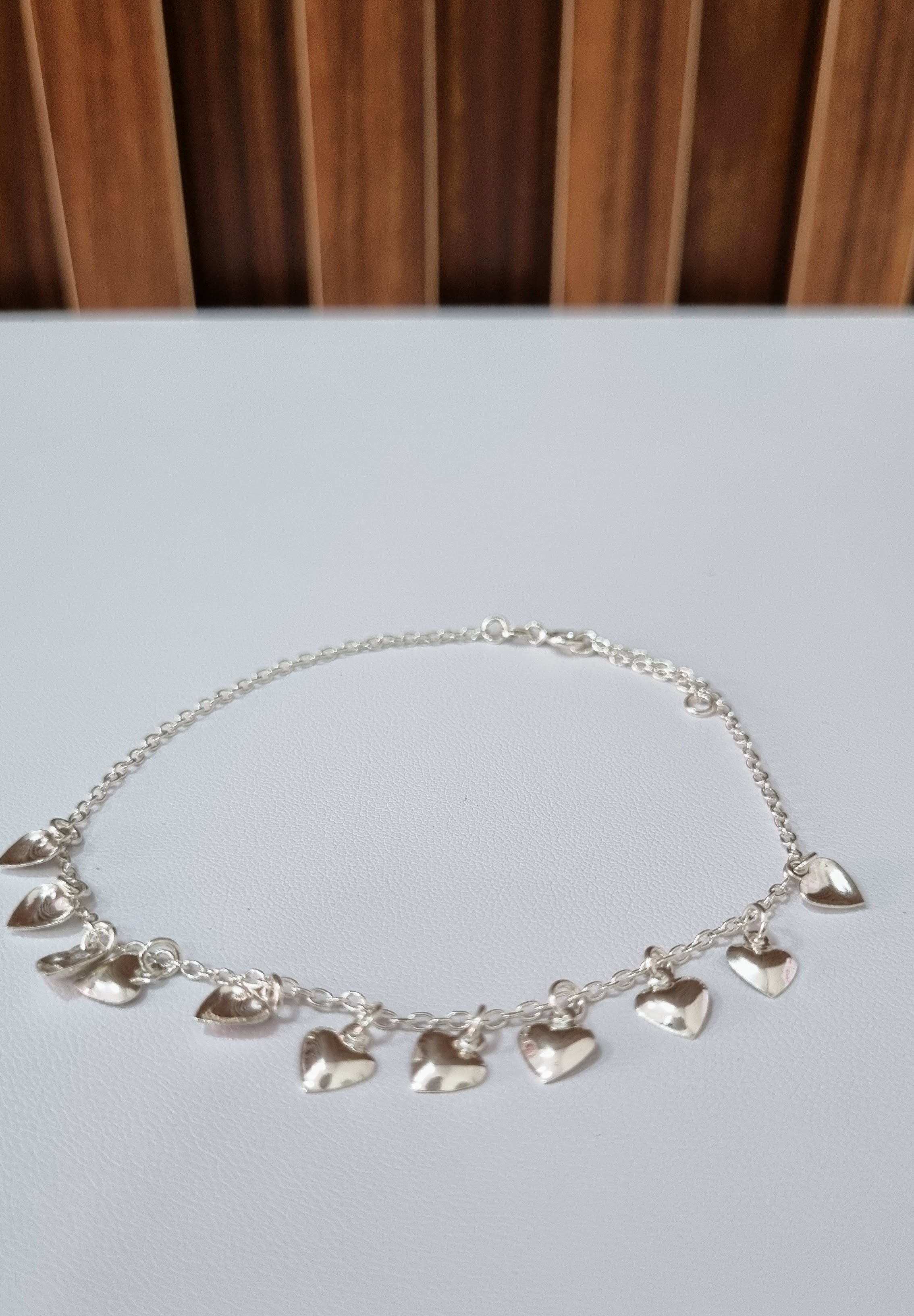 Tornozeleira corações pêndulo Prata 