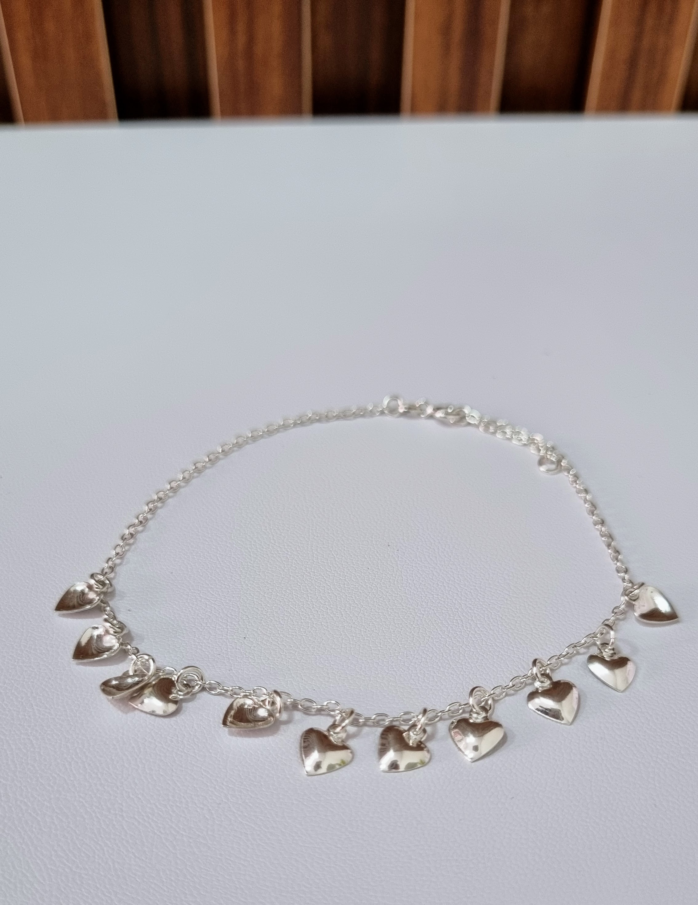 Tornozeleira corações pêndulo Prata 