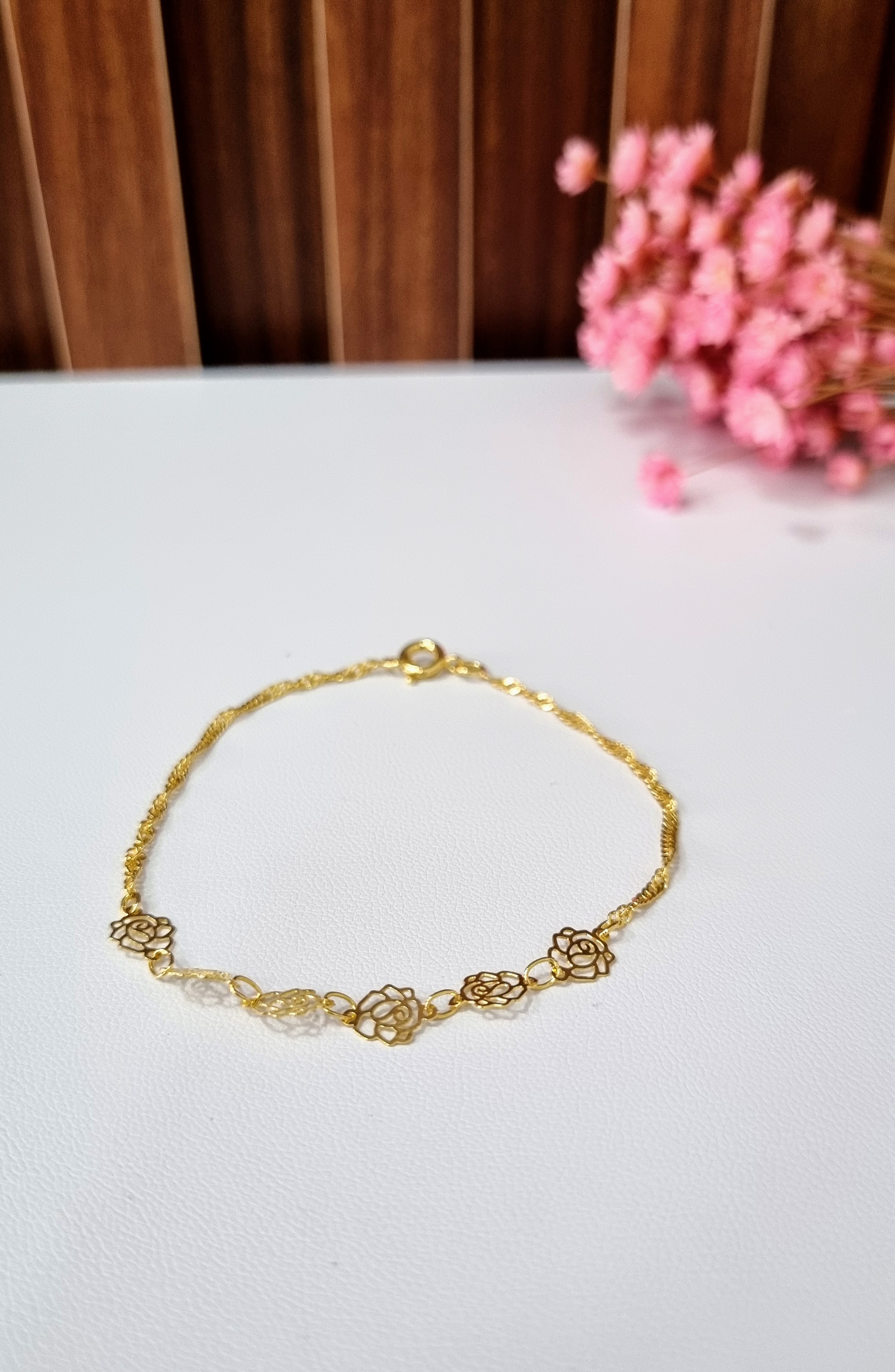 Pulseira Rosa Vazada Feminino 