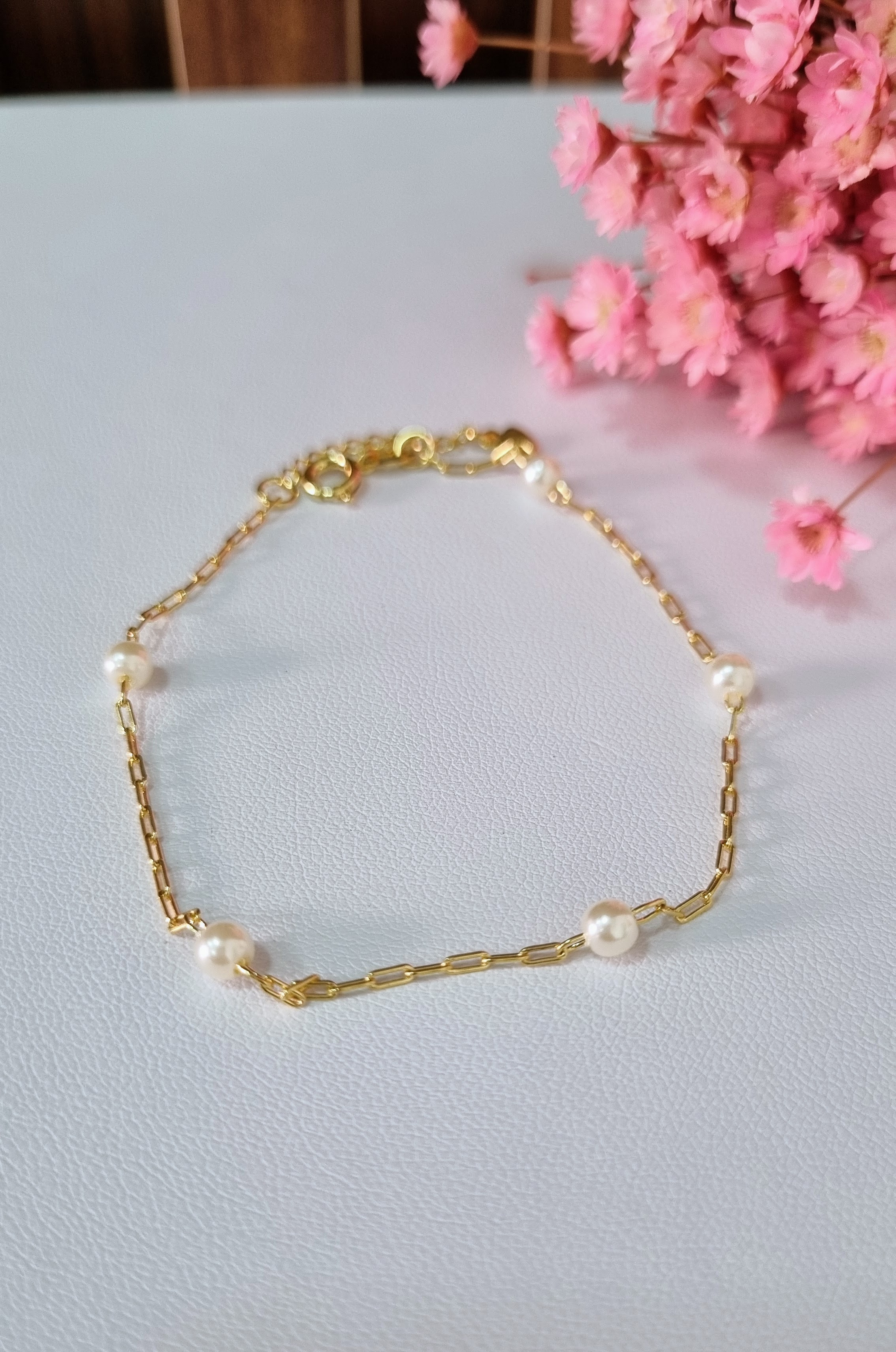 Pulseira Banhada ouro 18k com Pérolas 