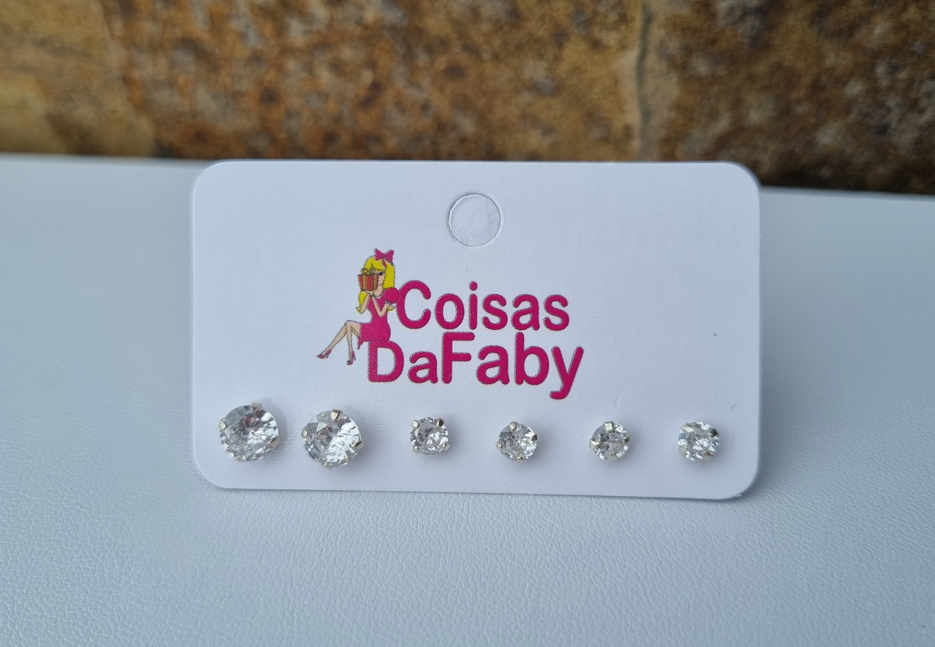 Brinco Prata Pedrinha Trio 