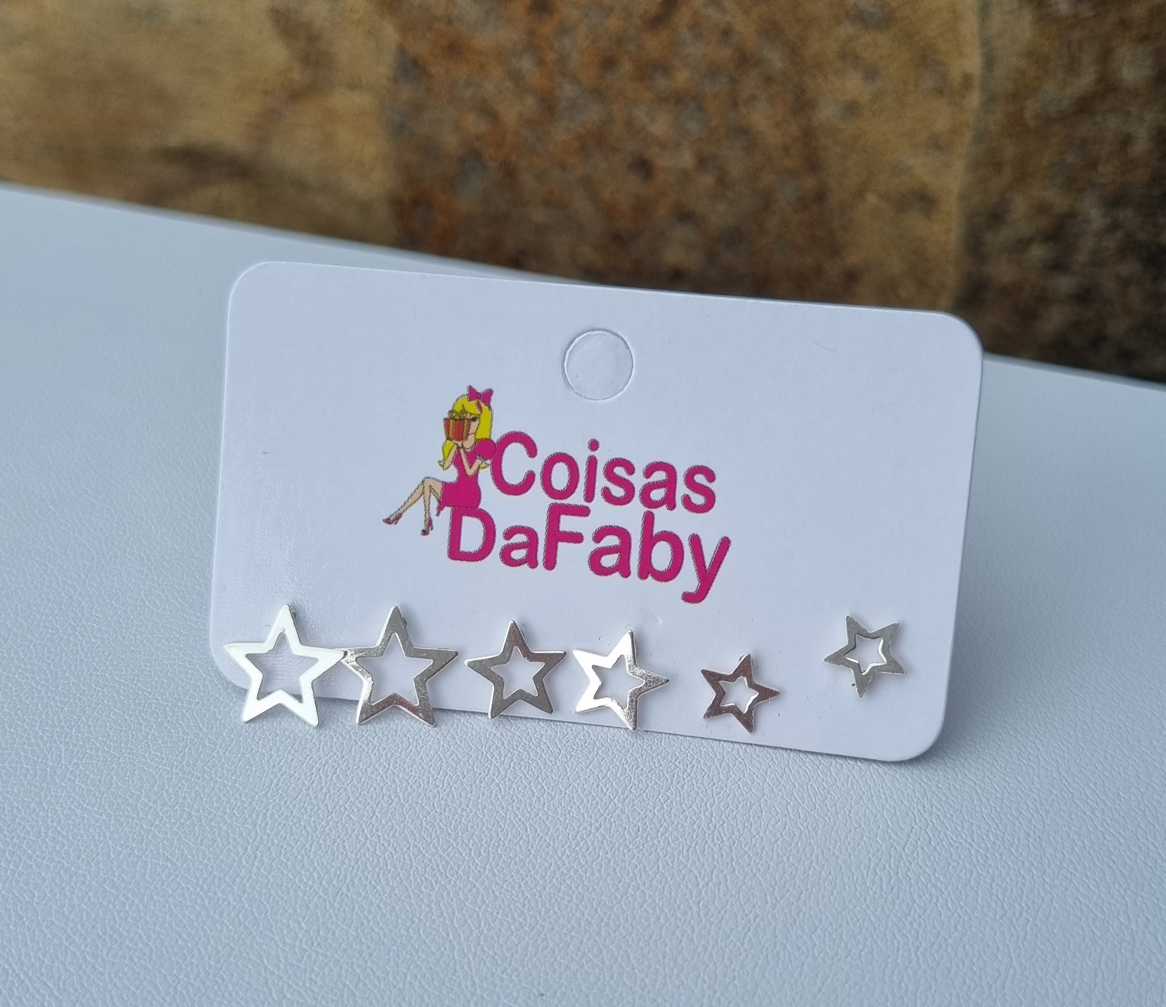 Brinco Prata Pedrinha Trio 