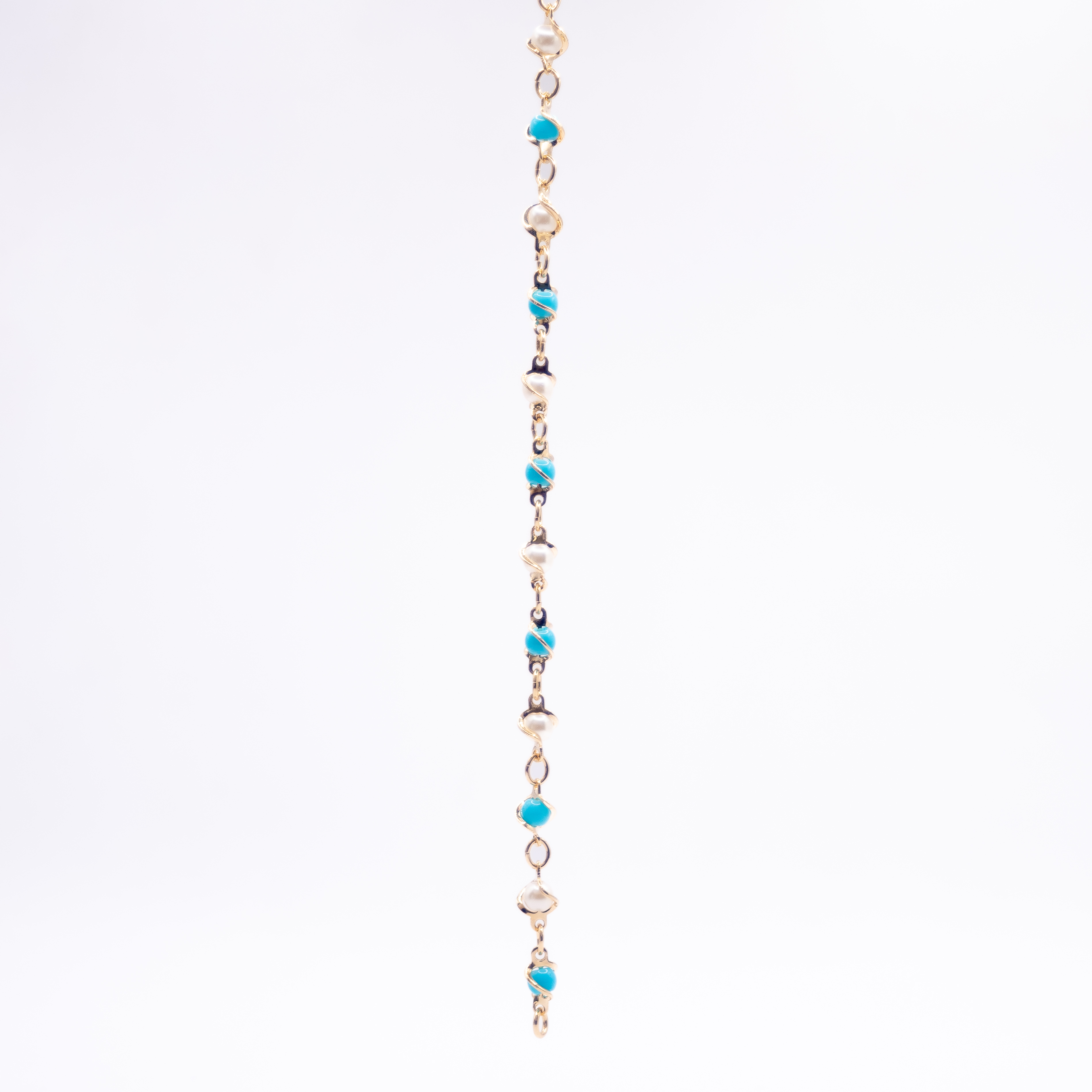 Pulseira Bolinha Azul Banhada ouro 18 k 