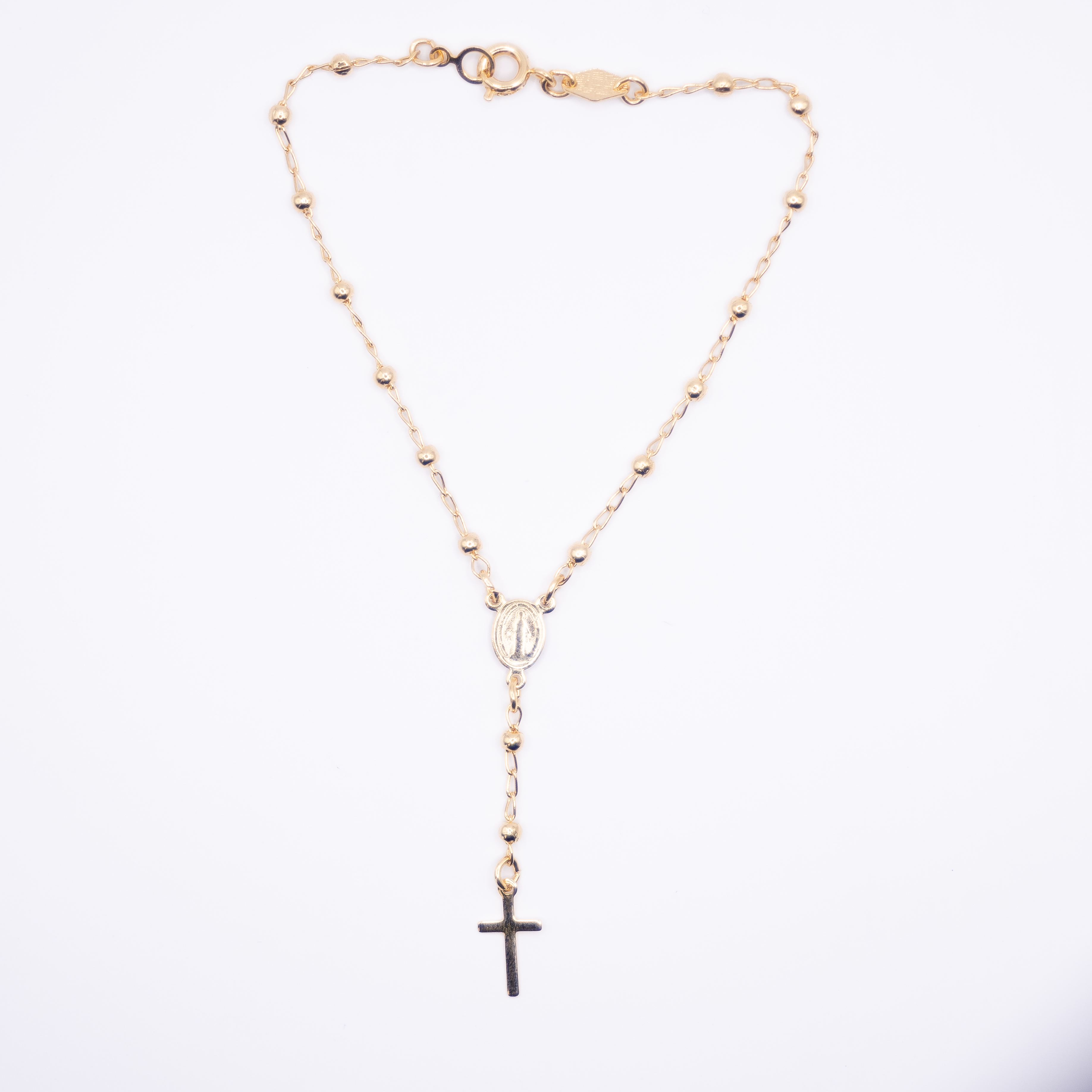 Pulseira  Terço com Bolinhas Banhada ouro 18k