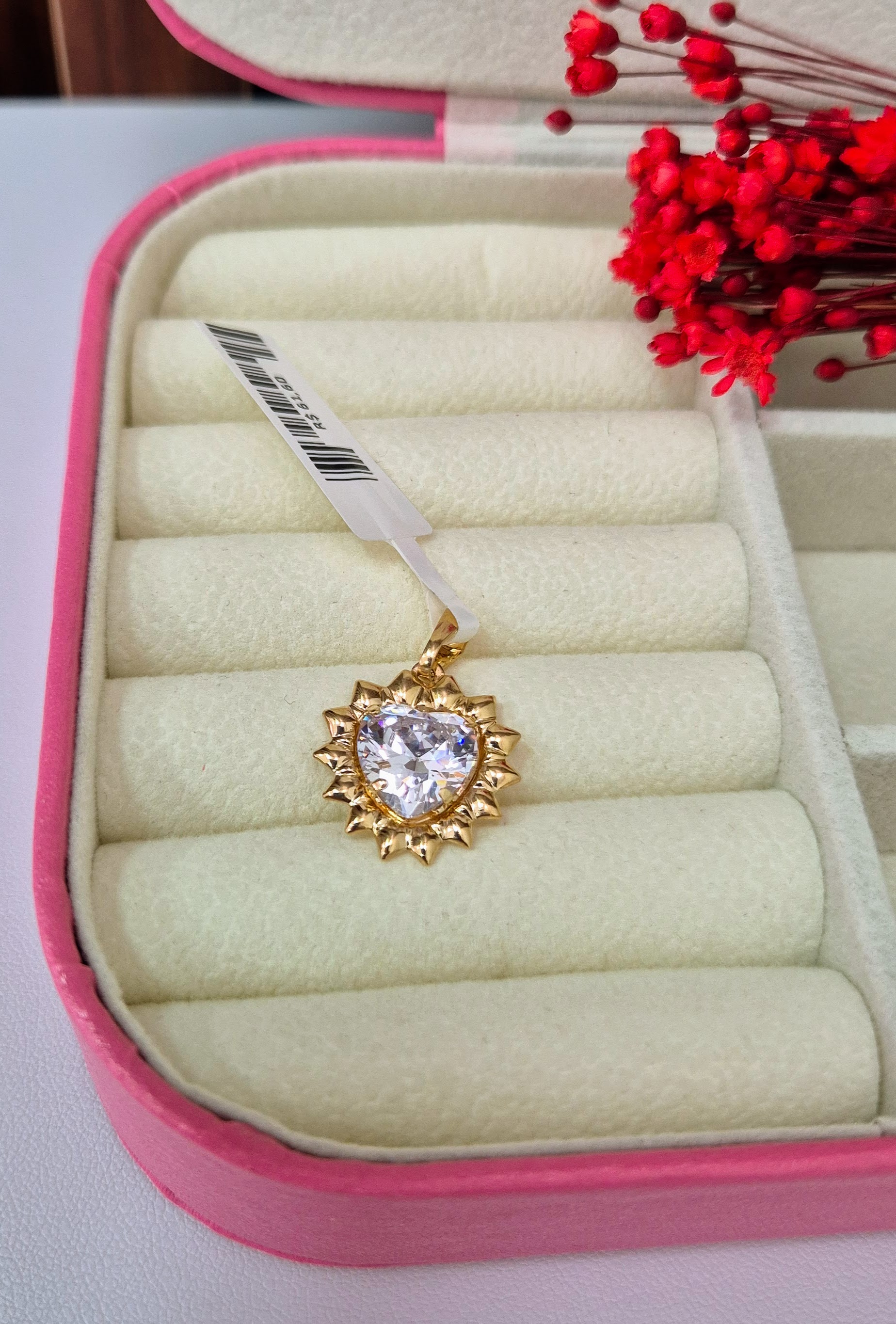 Pingente Coração Zircônia 