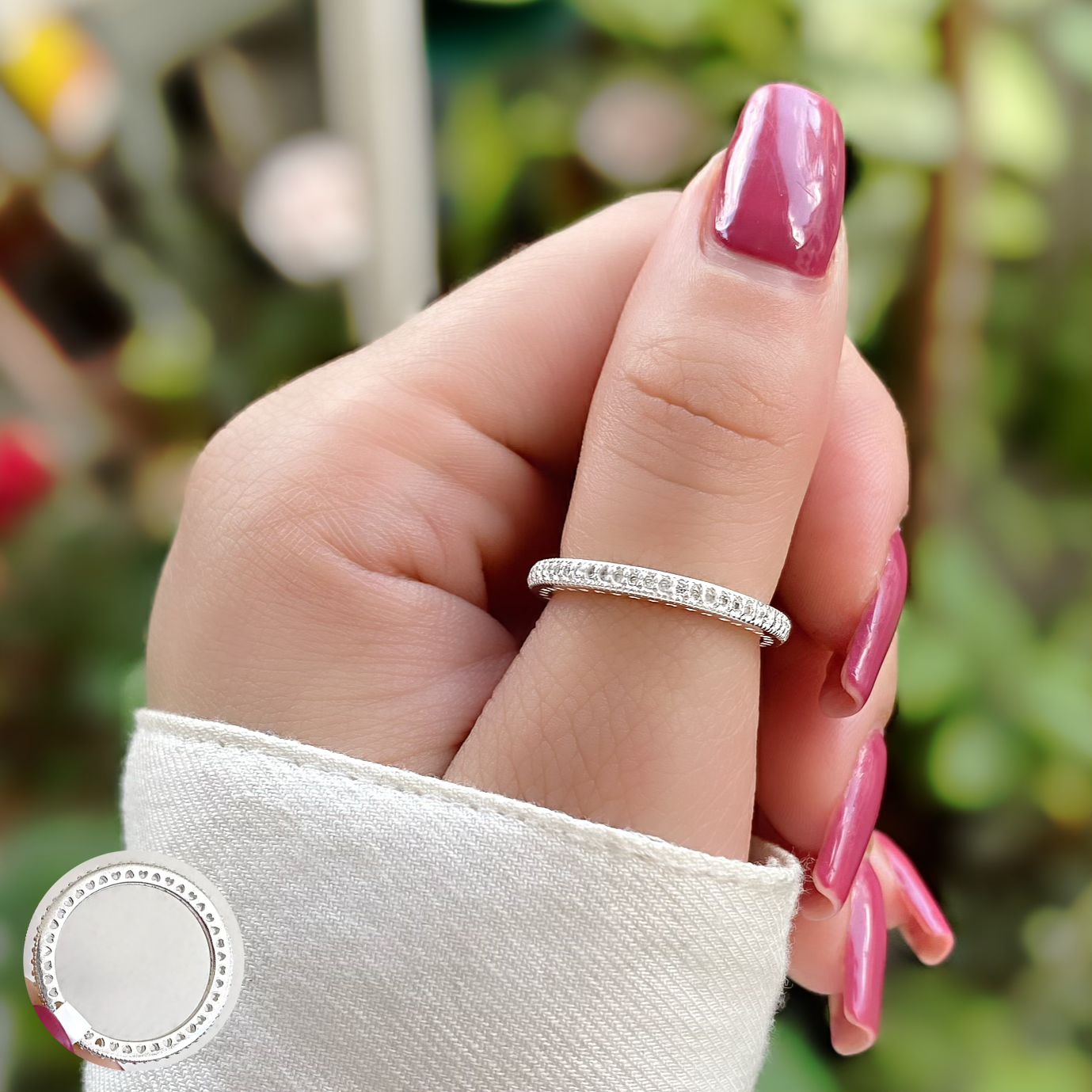 Anel Com Pedras Cravejadas Prata 