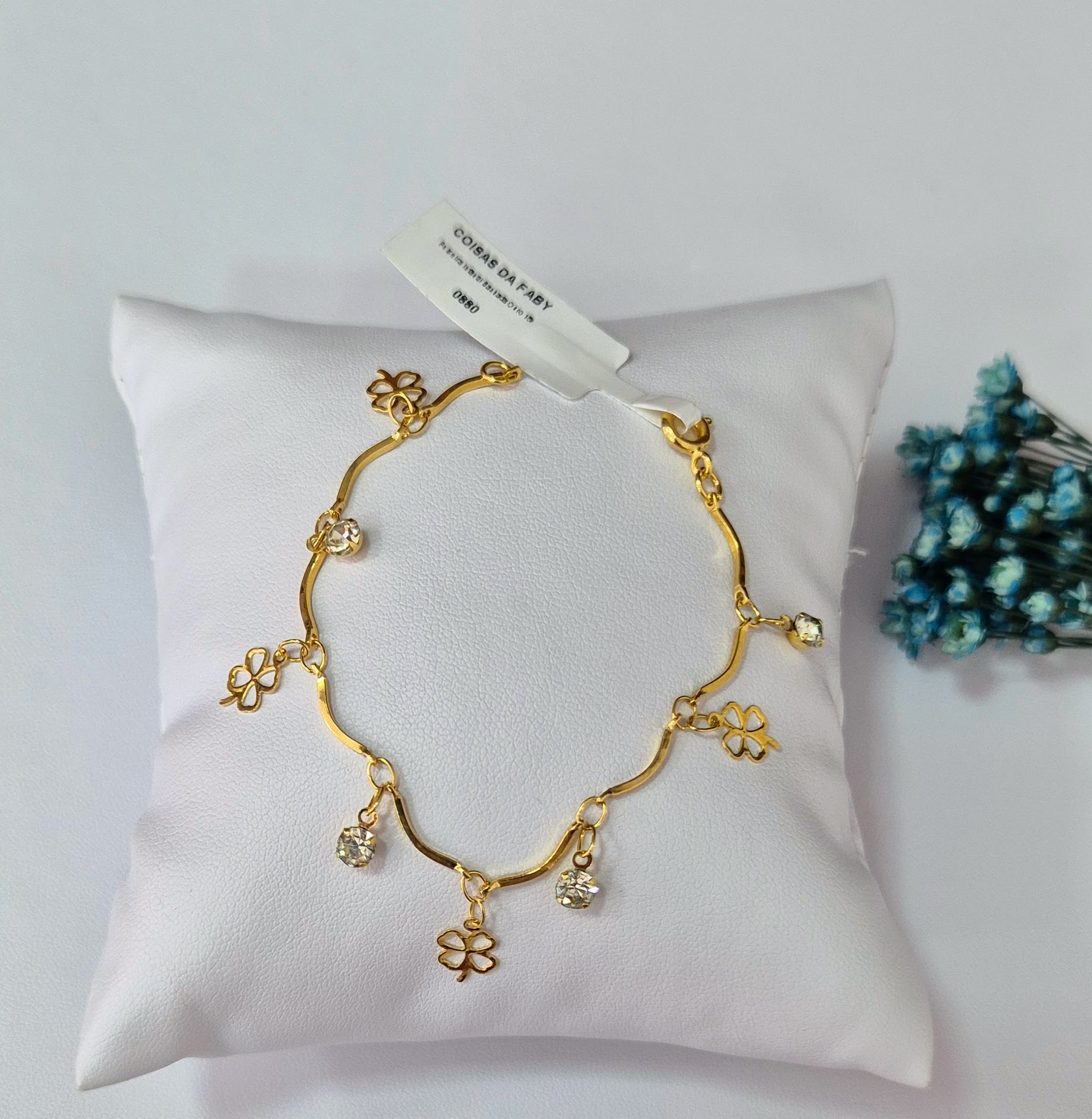 Pulseira Flor e Pedrinhas 