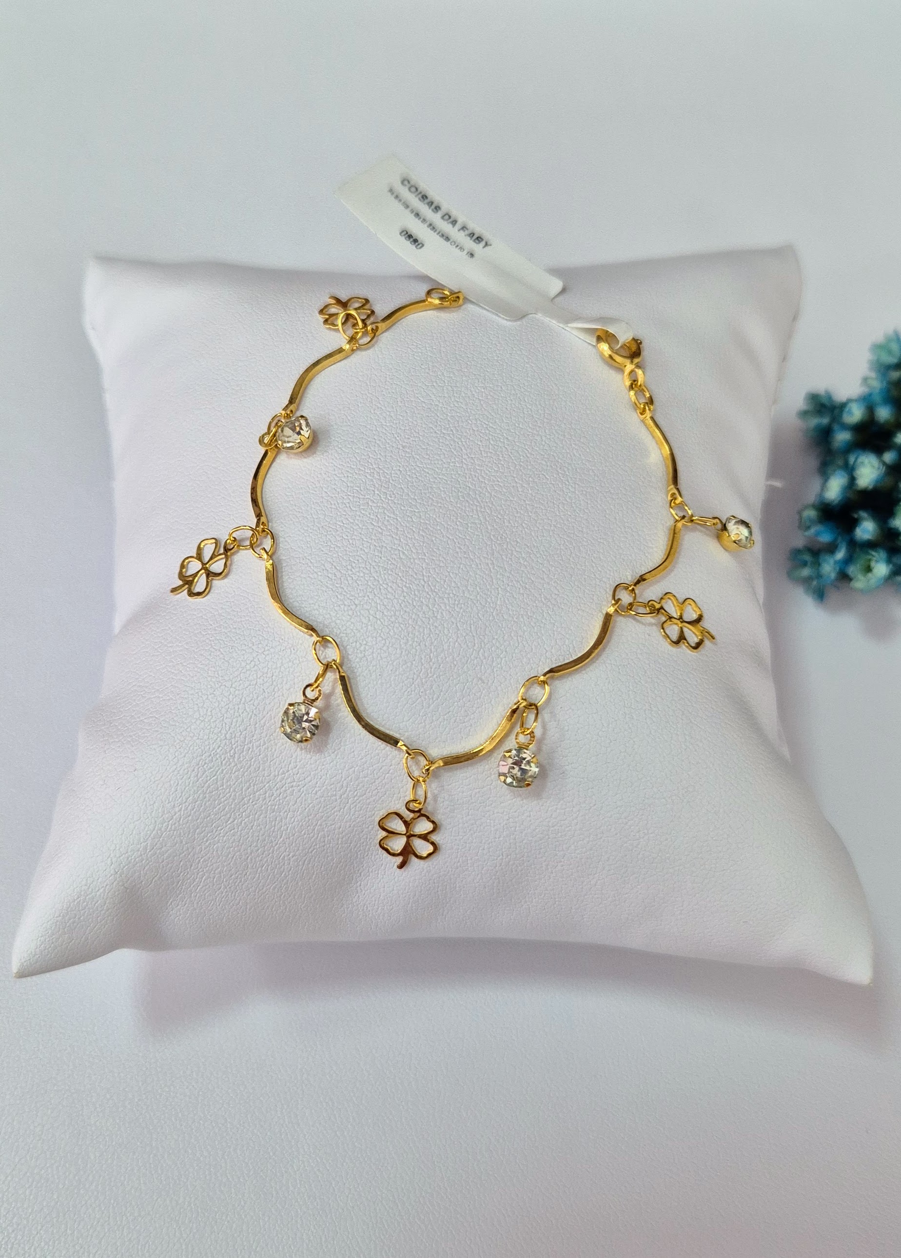 Pulseira Flor e Pedrinhas 