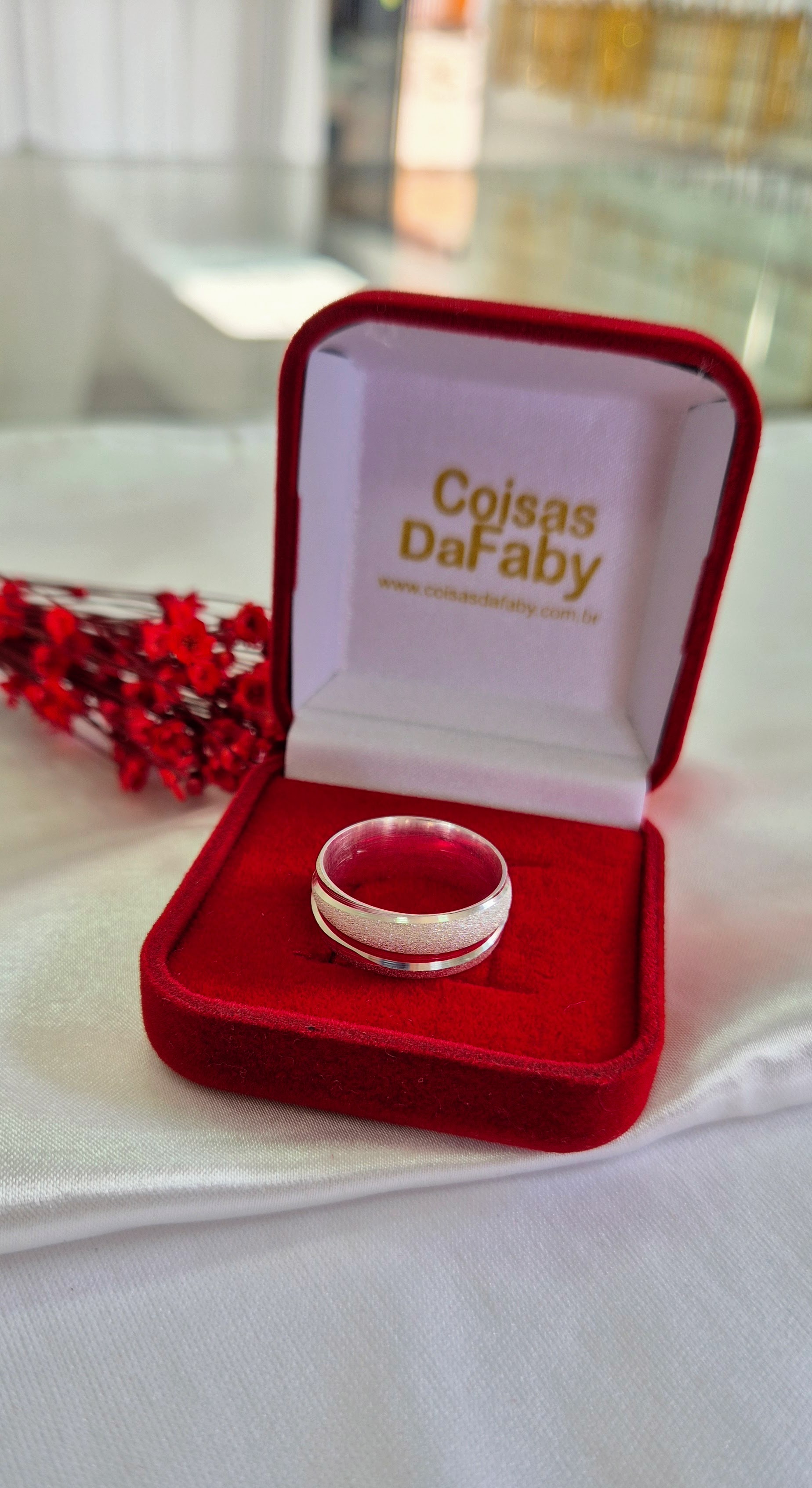 Aliança Grossa Prata Diamantada