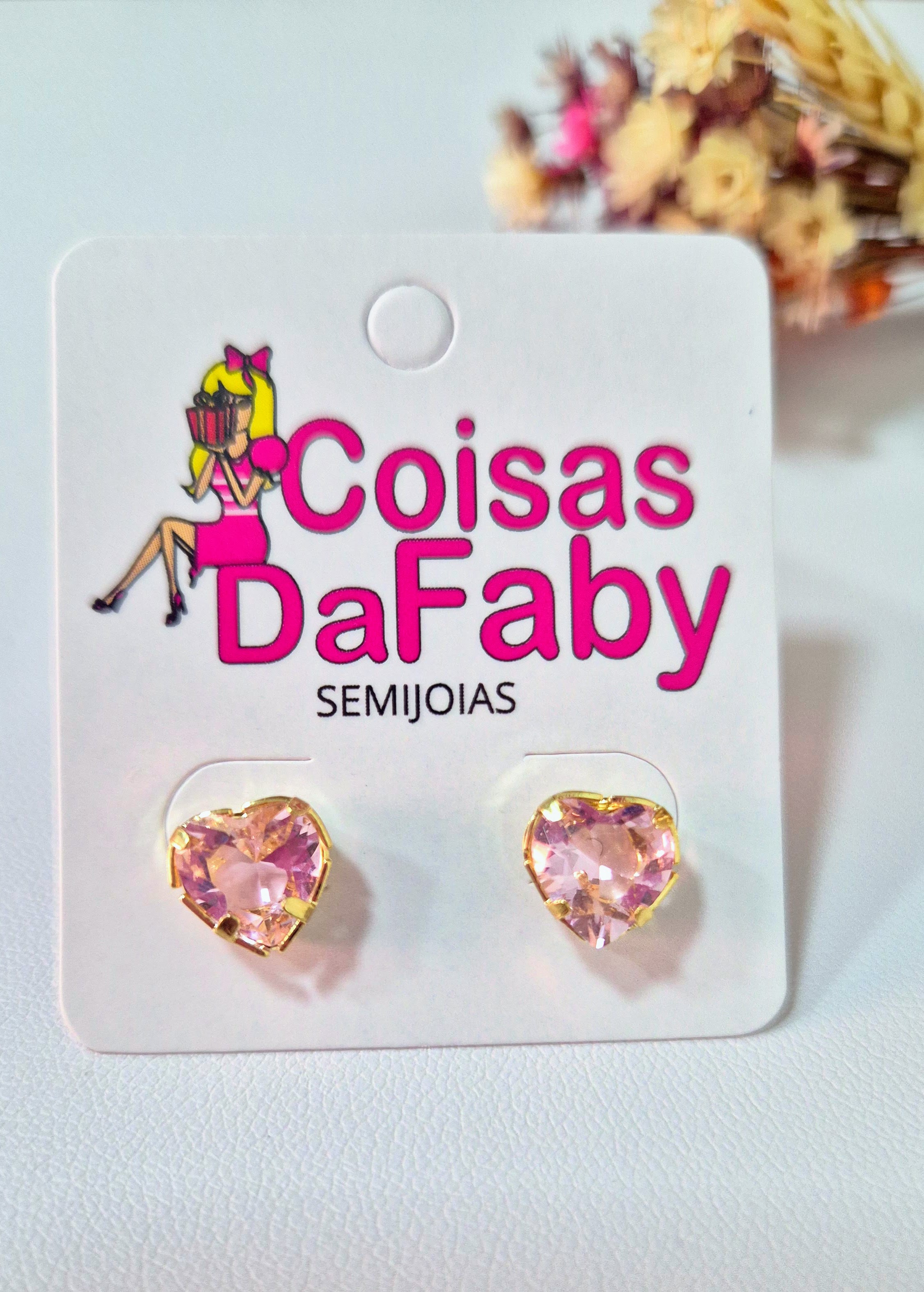 Brinco Pedra Rosa 