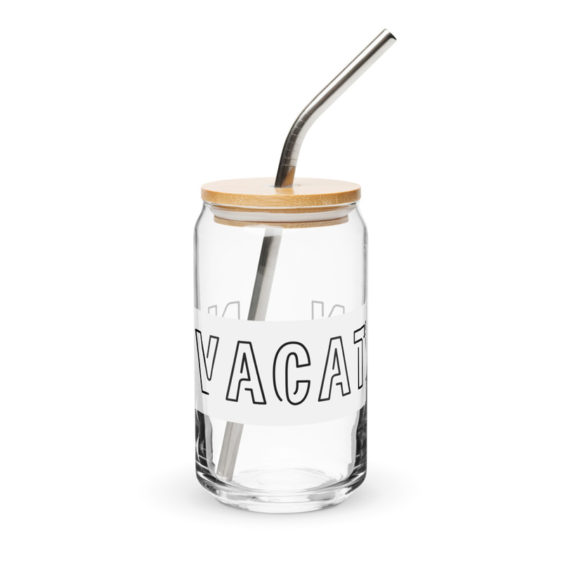 Not Vacation Nomad Glass, 16oz - Unique Straw Glass, Perfect for Gifts, Eco-Friendly Beverage Container, Home Decor, Drinkware