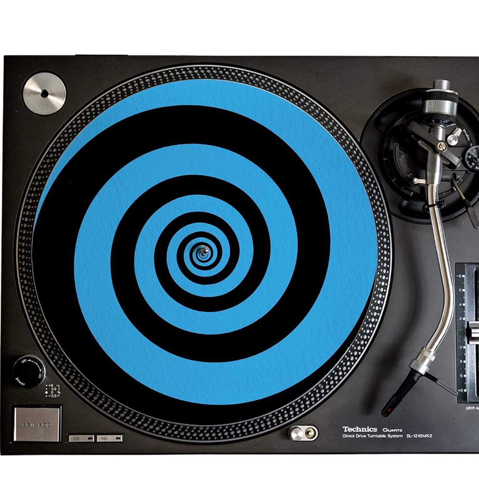 แผ่นรองแผ่นเสียง ลายก้นหอยสีฟ้าดำ Turntable Felt Slipmat