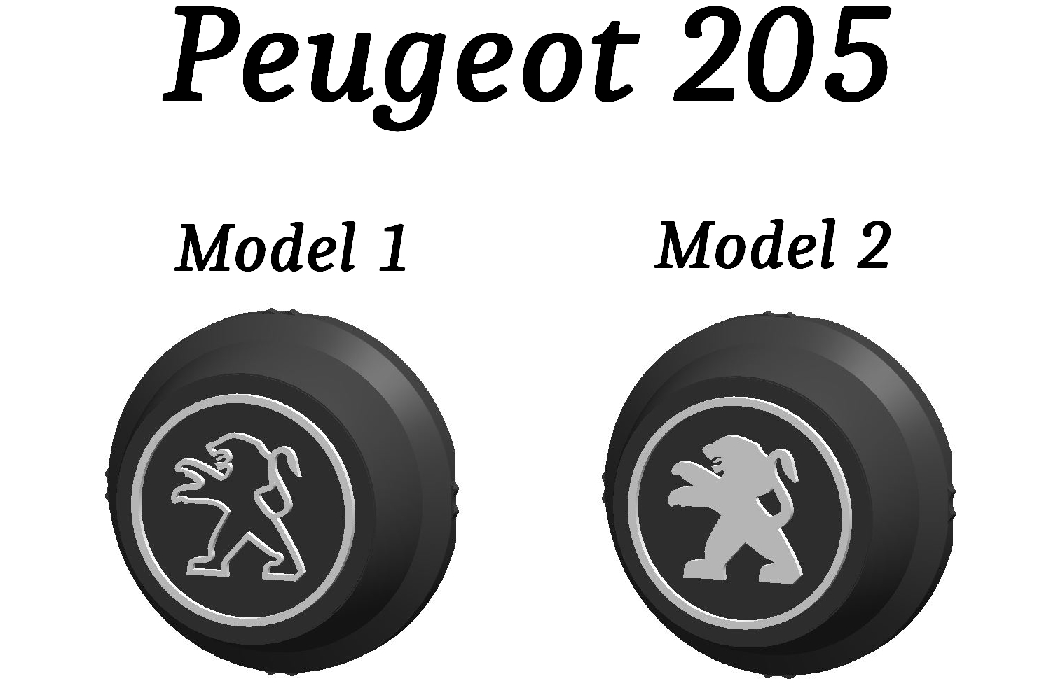 Lot de 4 caches moyeux / centre de roue Peugeot 205, 106, Partner phase 1, Fabriqué en France