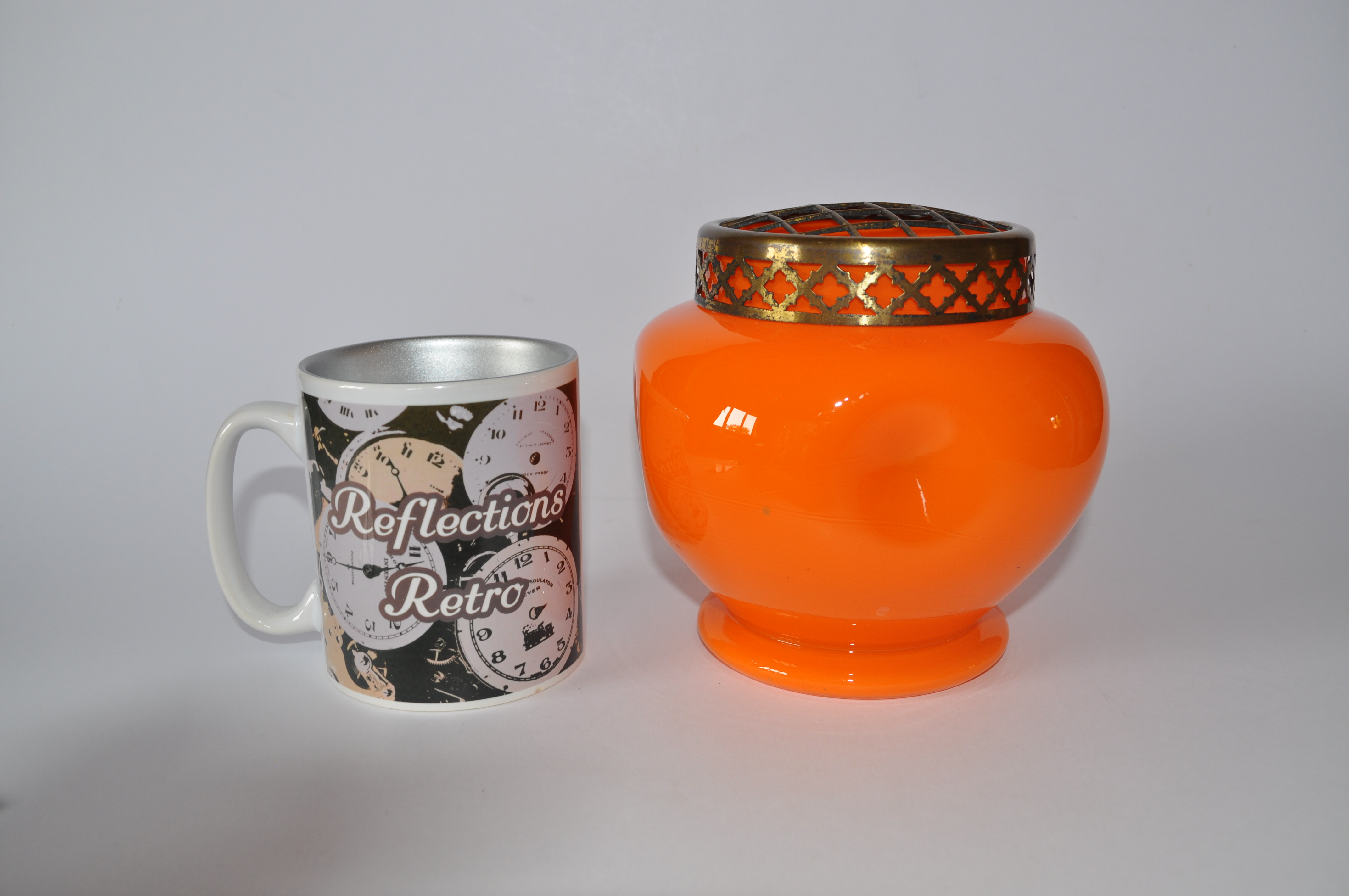 Art Deco Czech Orange Glass Rose Bowl