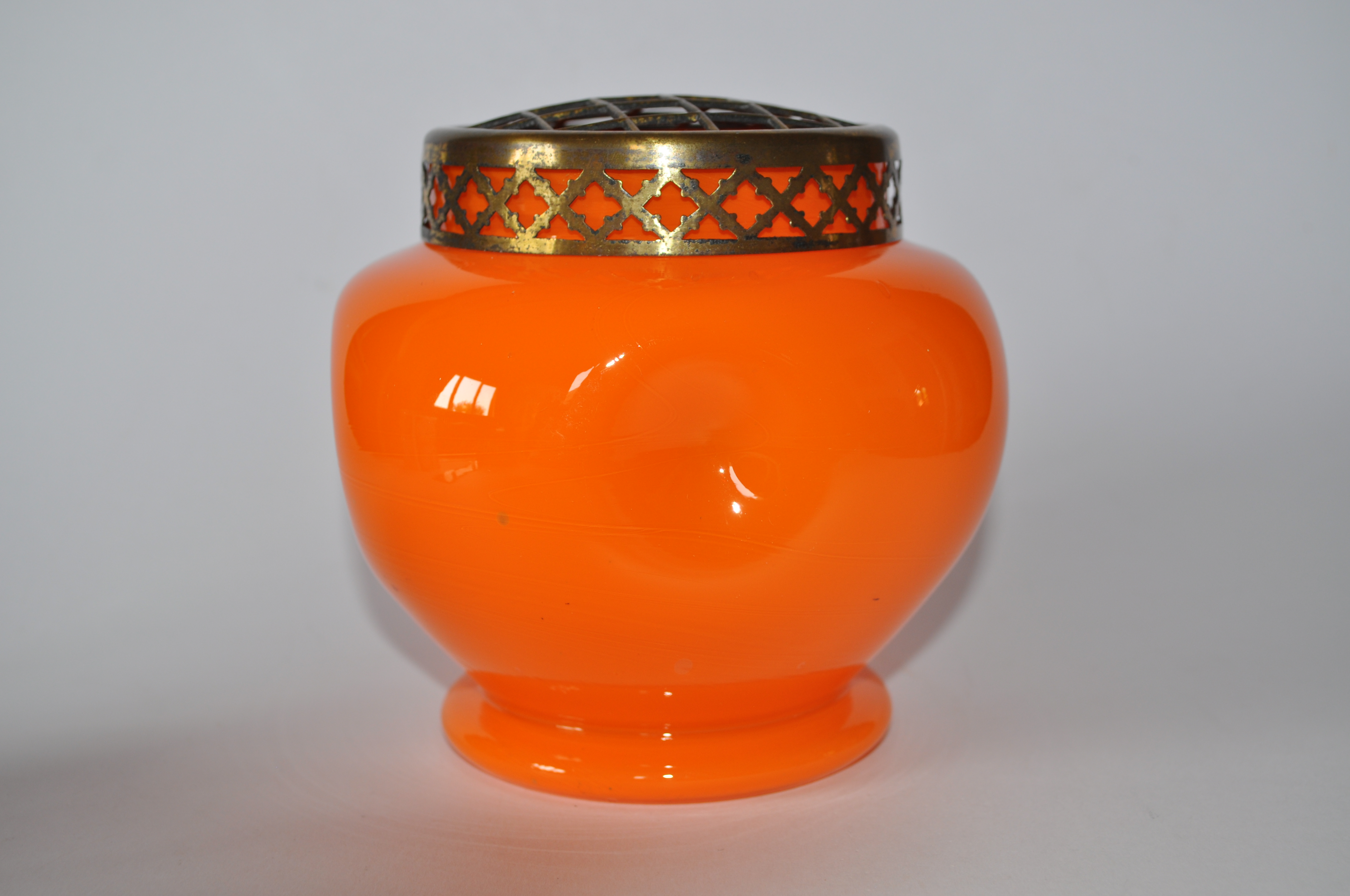 Art Deco Czech Orange Glass Rose Bowl