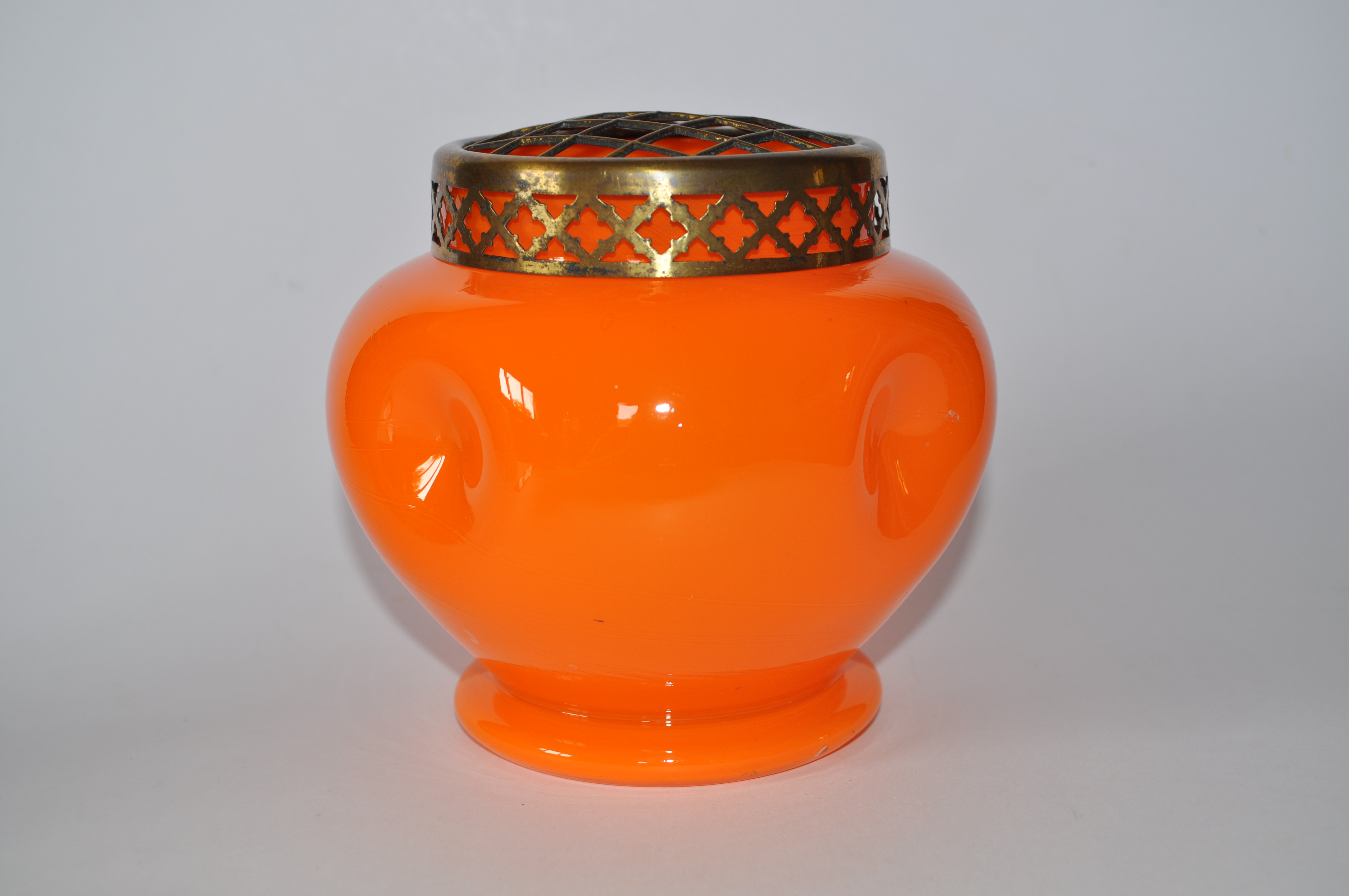 Art Deco Czech Orange Glass Rose Bowl