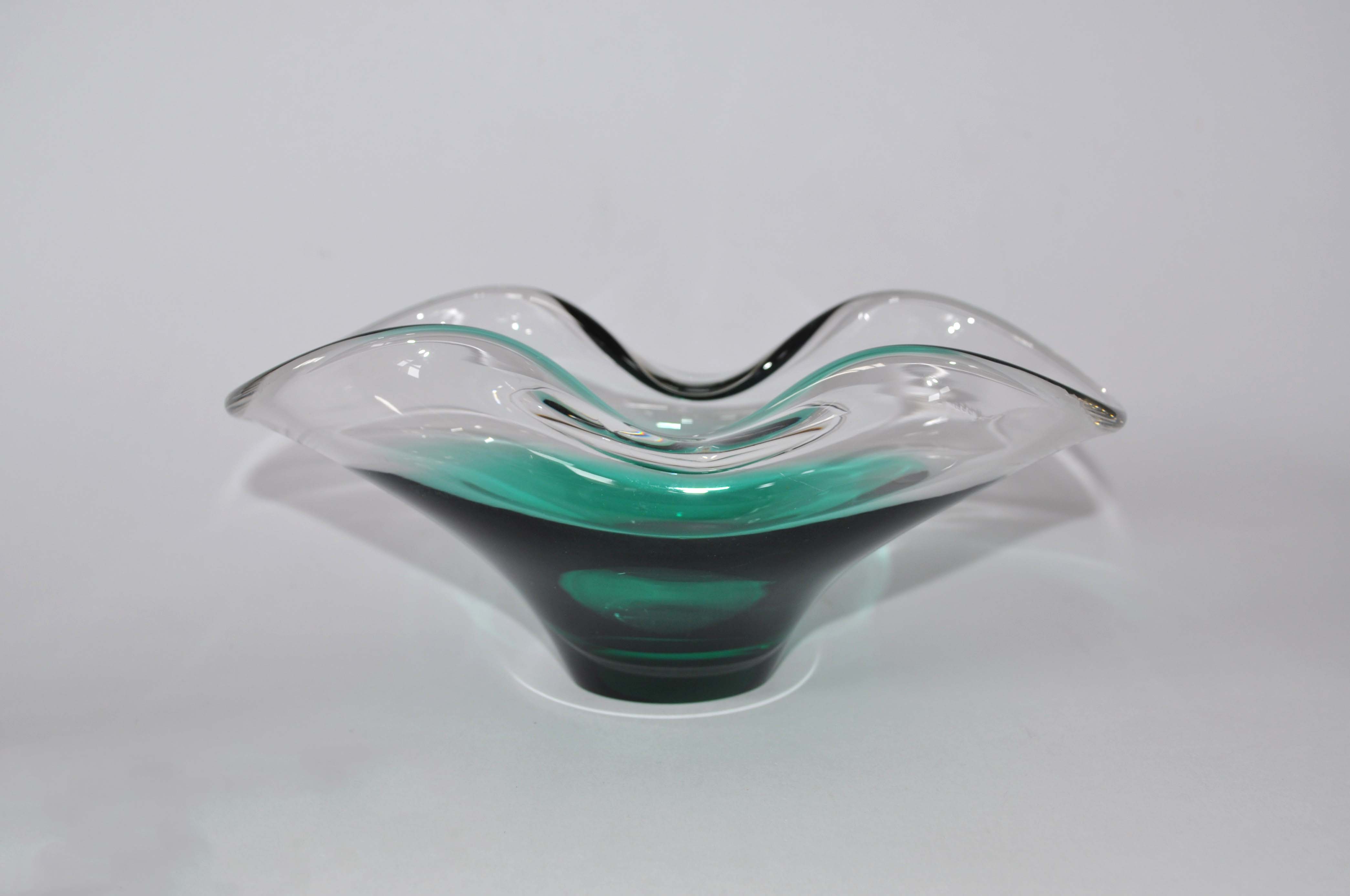 Vintage Murano / Scandinavian Glass Bowl With Folded Rim