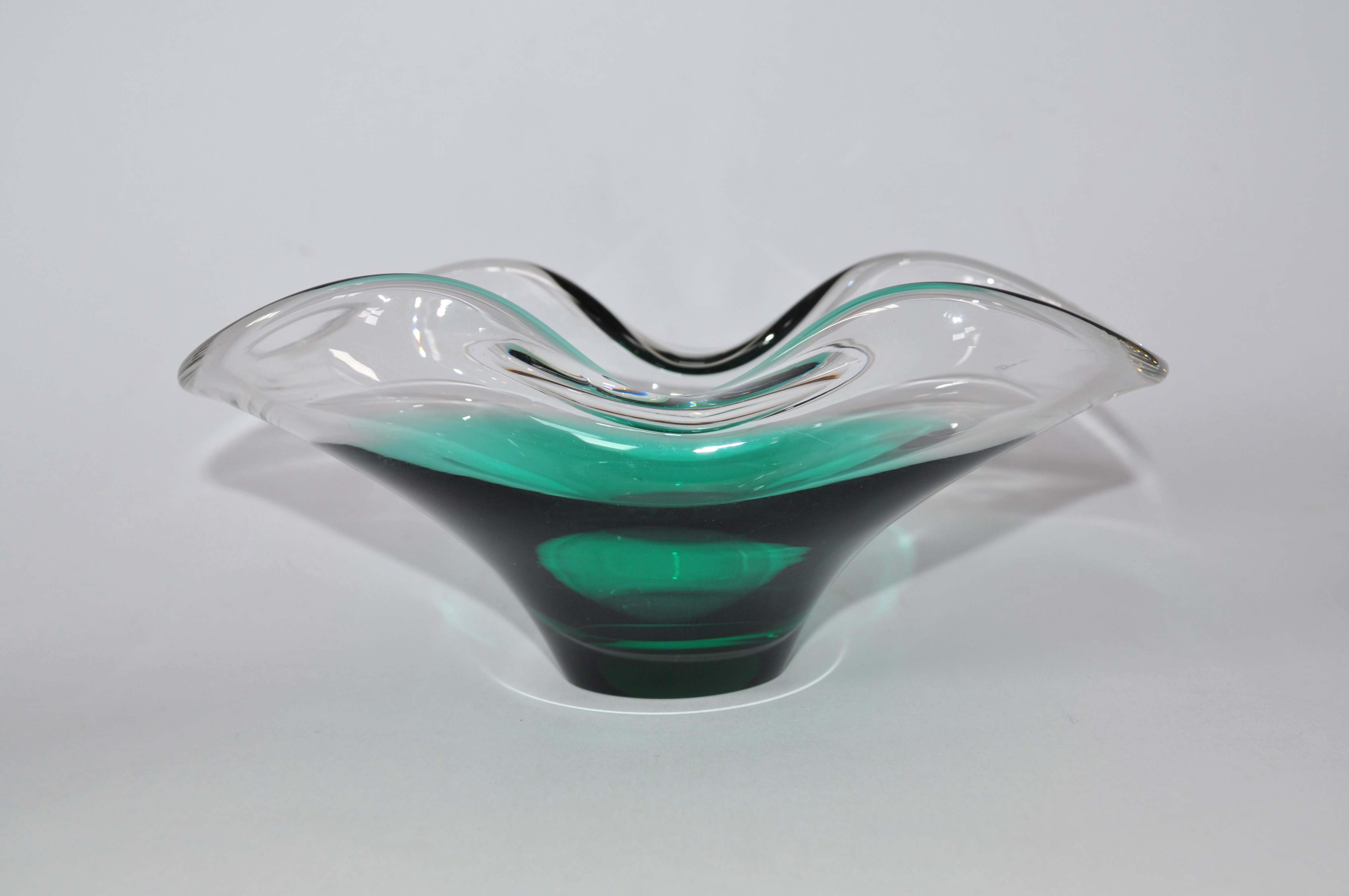 Vintage Murano / Scandinavian Glass Bowl With Folded Rim