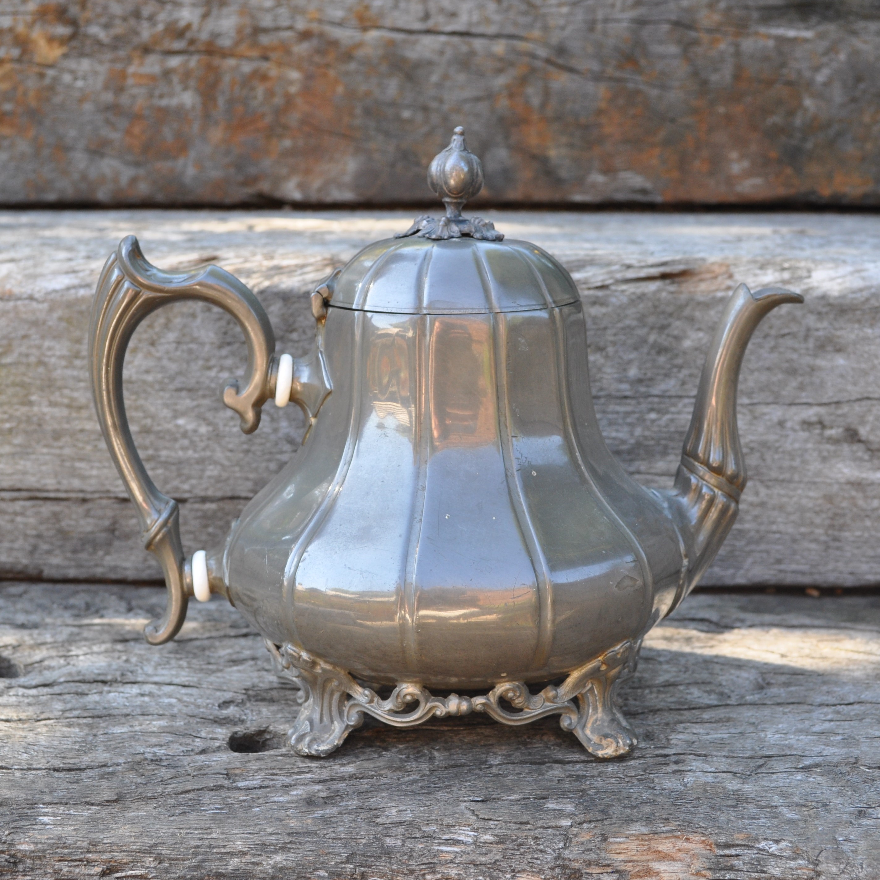 Antique Pewter Gourd Shaped Teapot Philip Ashberry & Sons
