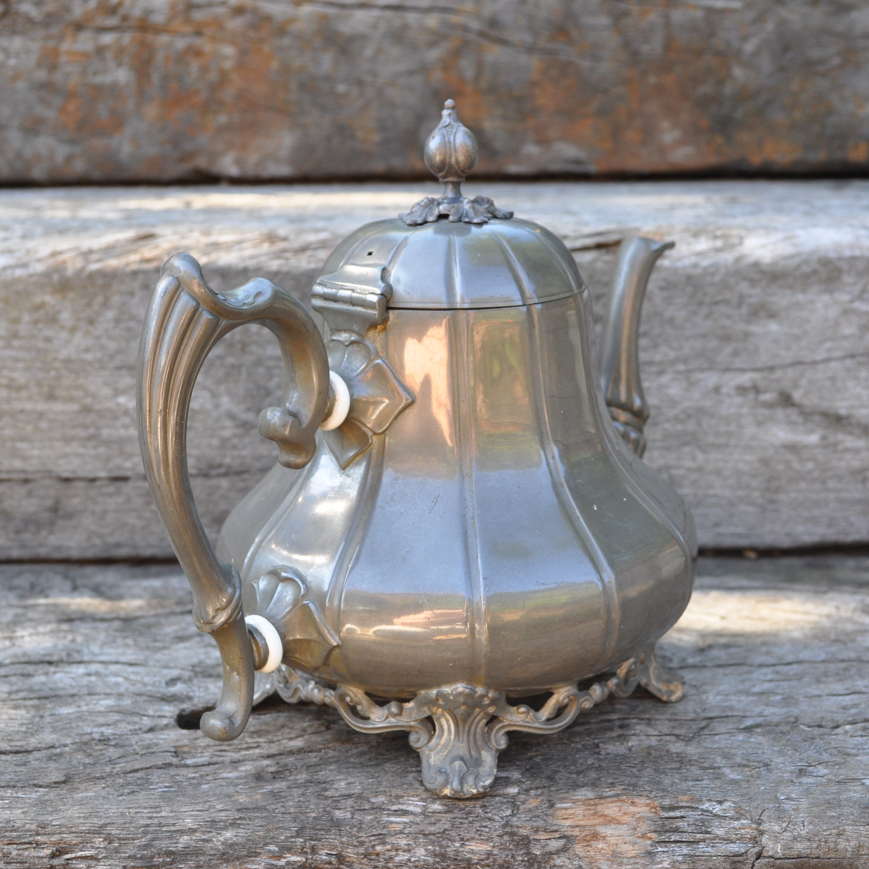 Antique Pewter Gourd Shaped Teapot Philip Ashberry & Sons