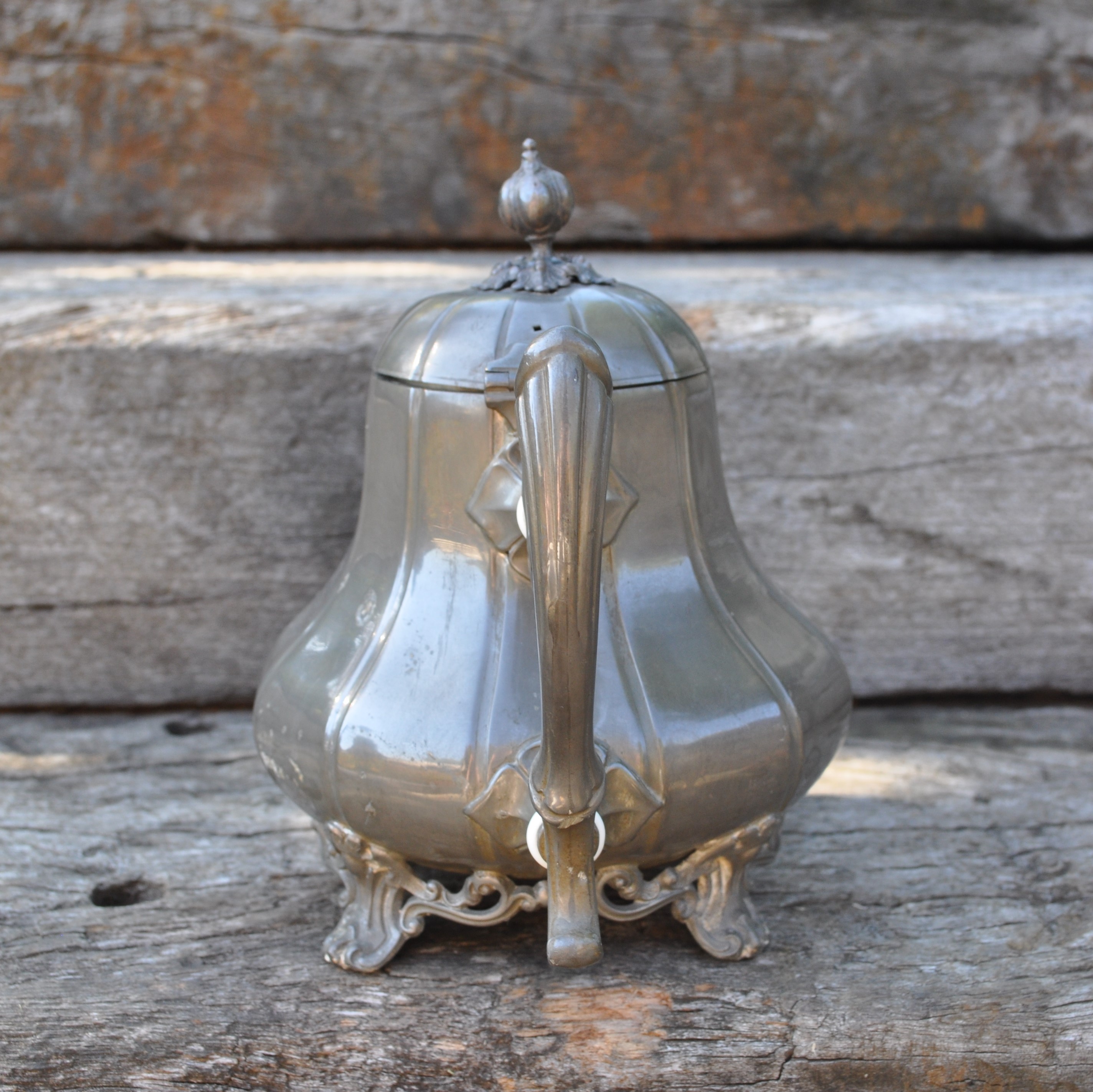 Antique Pewter Gourd Shaped Teapot Philip Ashberry & Sons