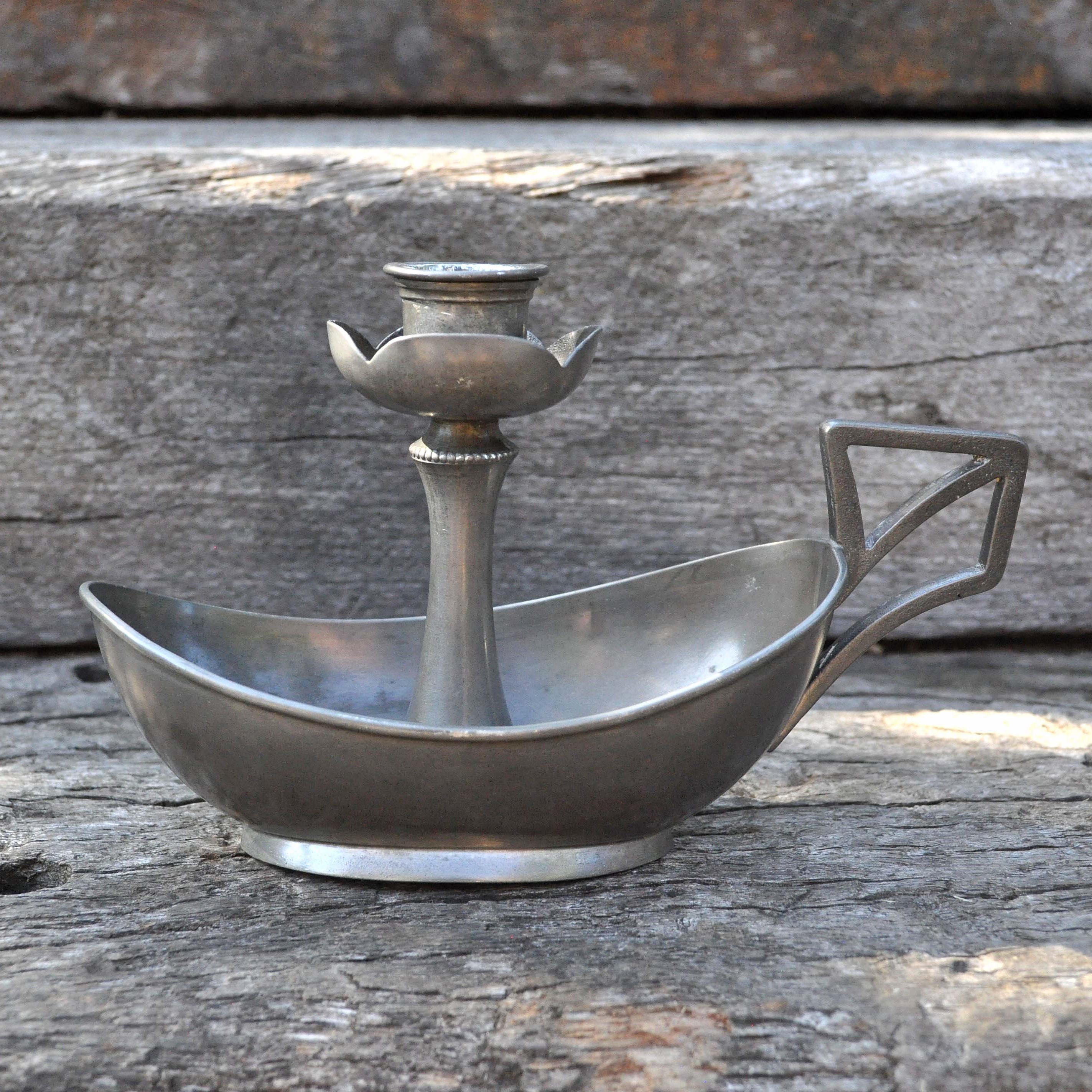 Antique Pewter Chamberstick William Hutton & Sons