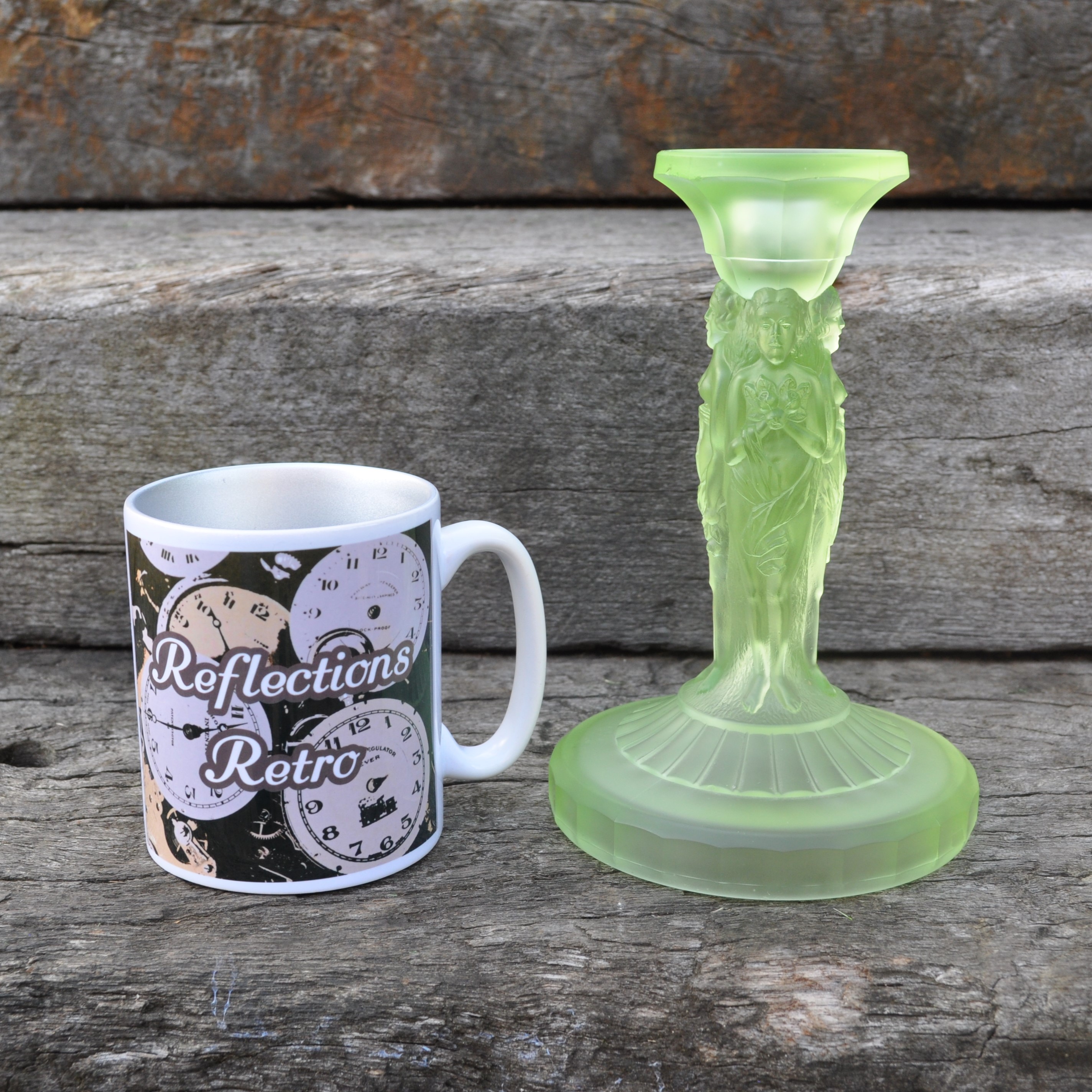 Art Deco Schweig, Muller & Co Uranium Glass Candlestick