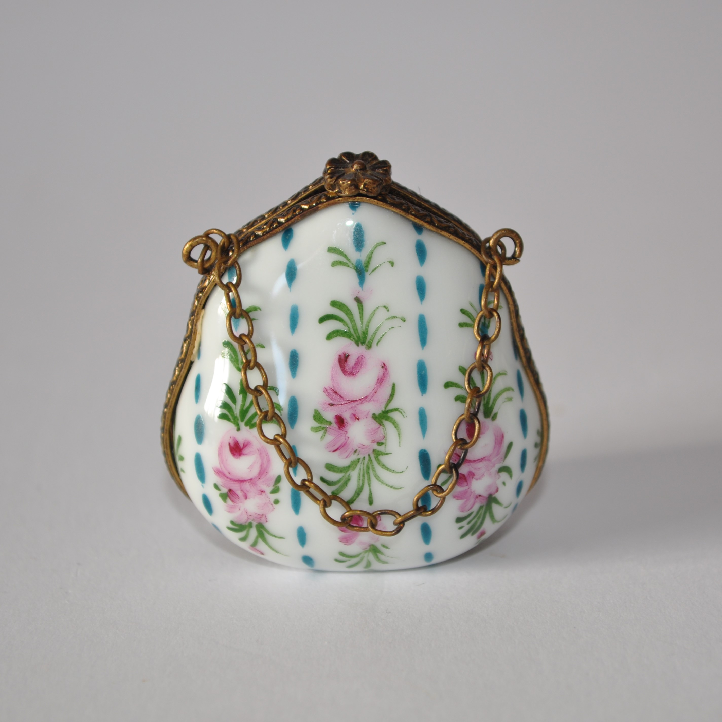 Vintage Limoges Porcelain Purse Trinket Box