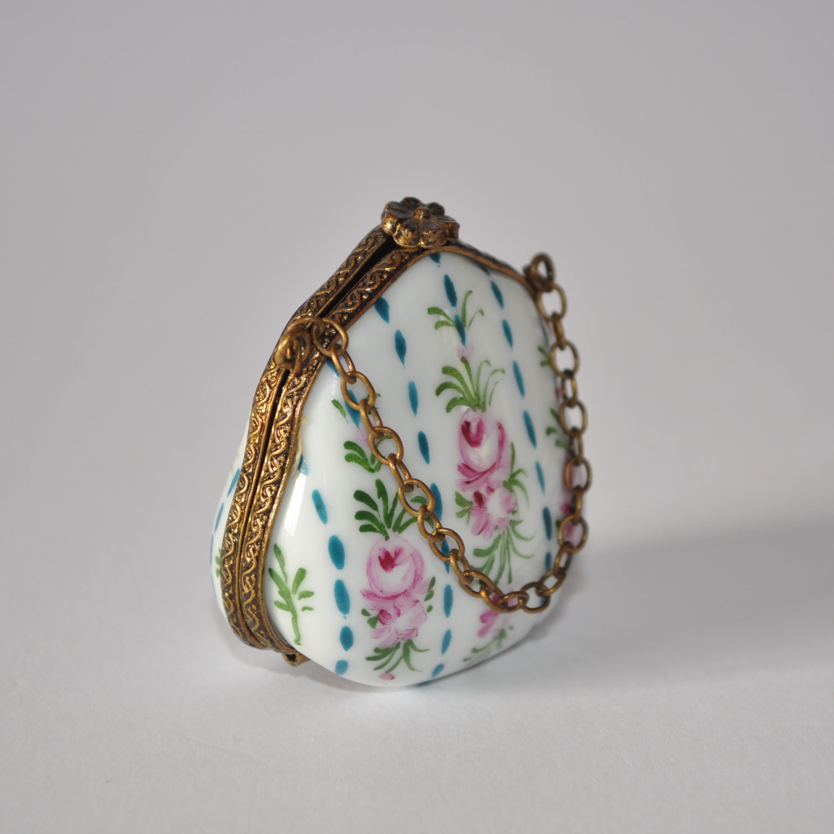 Vintage Limoges Porcelain Purse Trinket Box