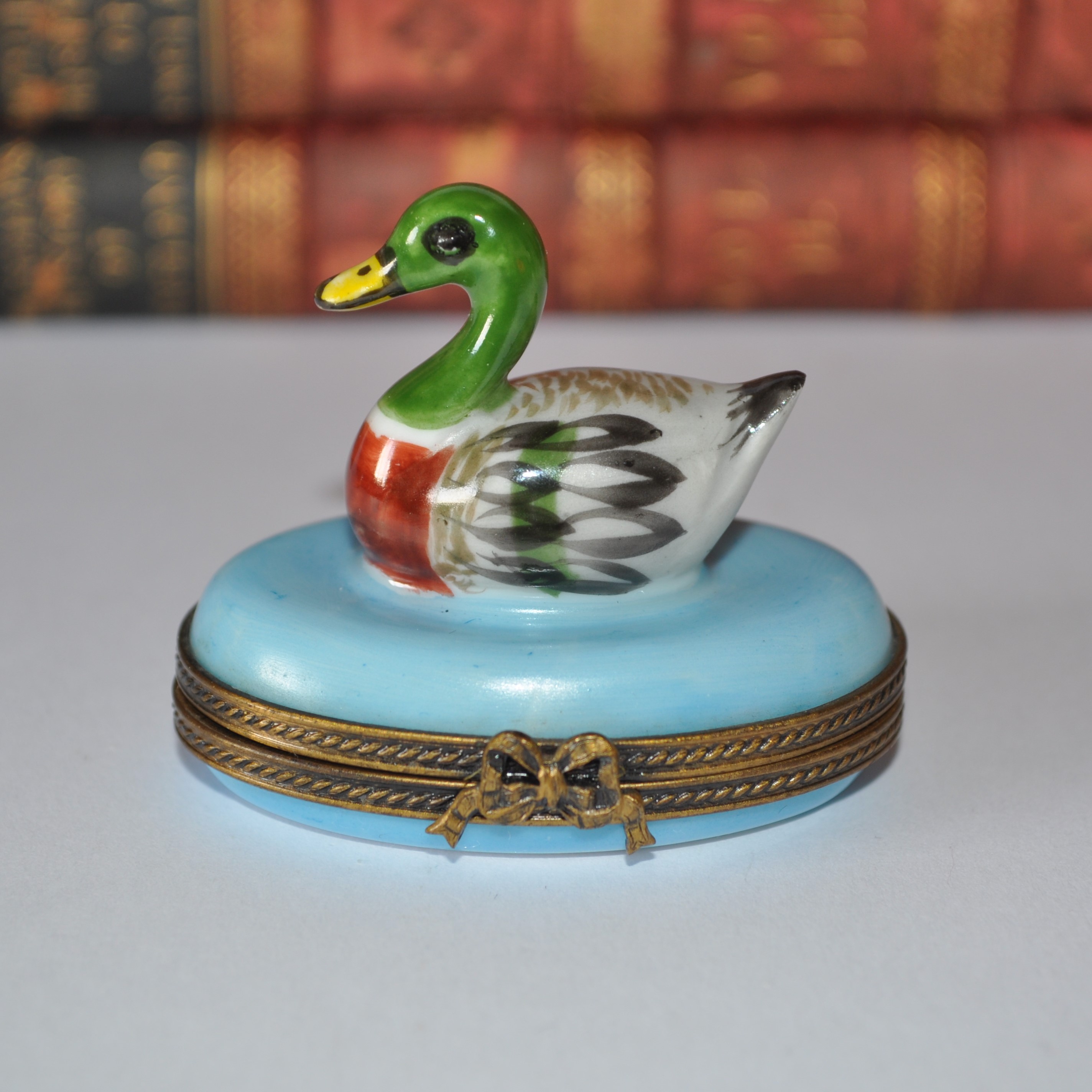 Vintage Limoges Porcelain Mallard Duck Trinket Box