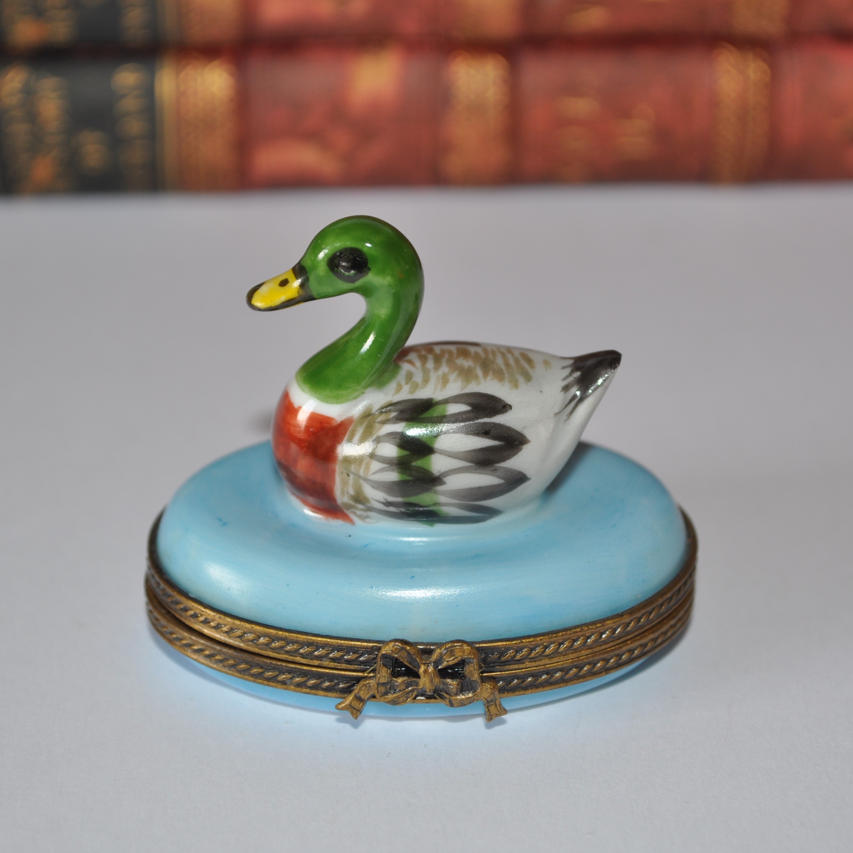 Vintage Limoges Porcelain Mallard Duck Trinket Box
