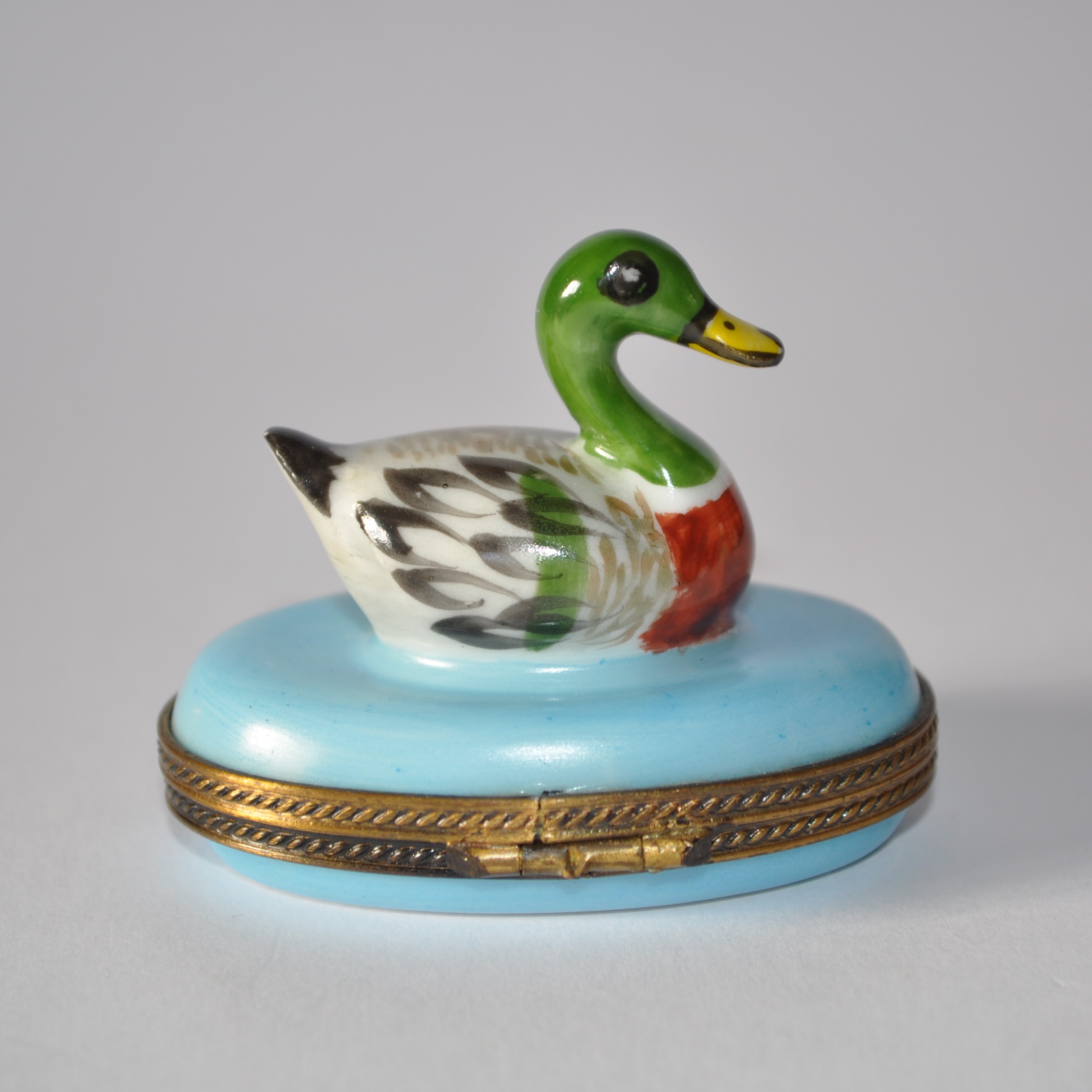 Vintage Limoges Porcelain Mallard Duck Trinket Box