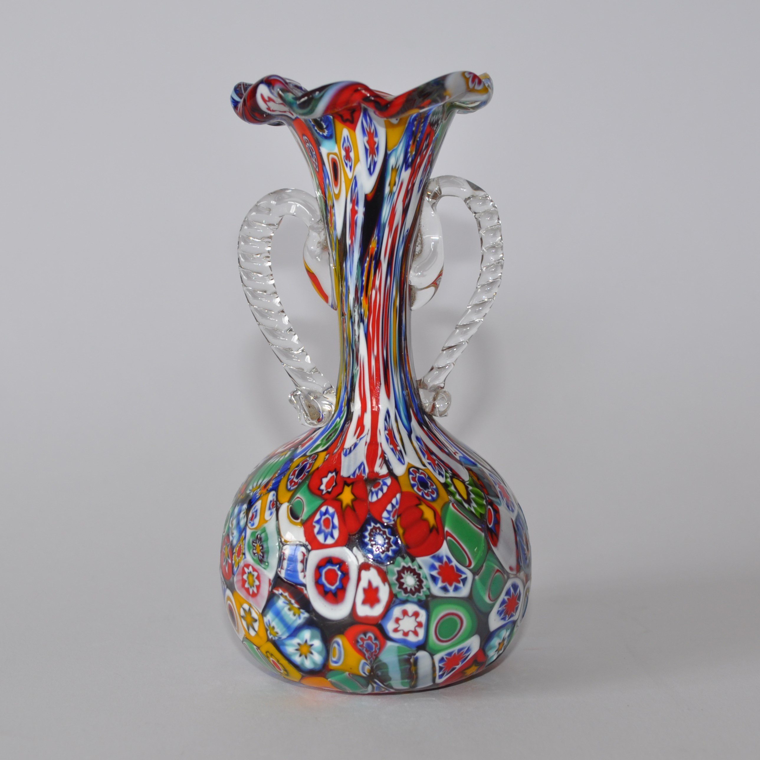 Vintage Murano Fratelli Toso Millefiori Glass Vase (Damaged)