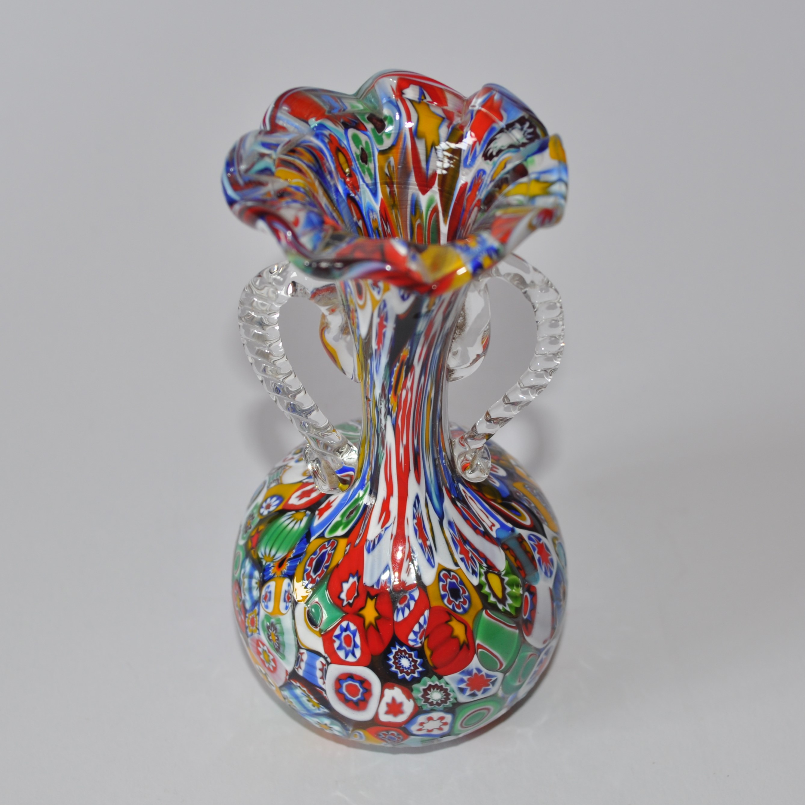 Vintage Murano Fratelli Toso Millefiori Glass Vase (Damaged)