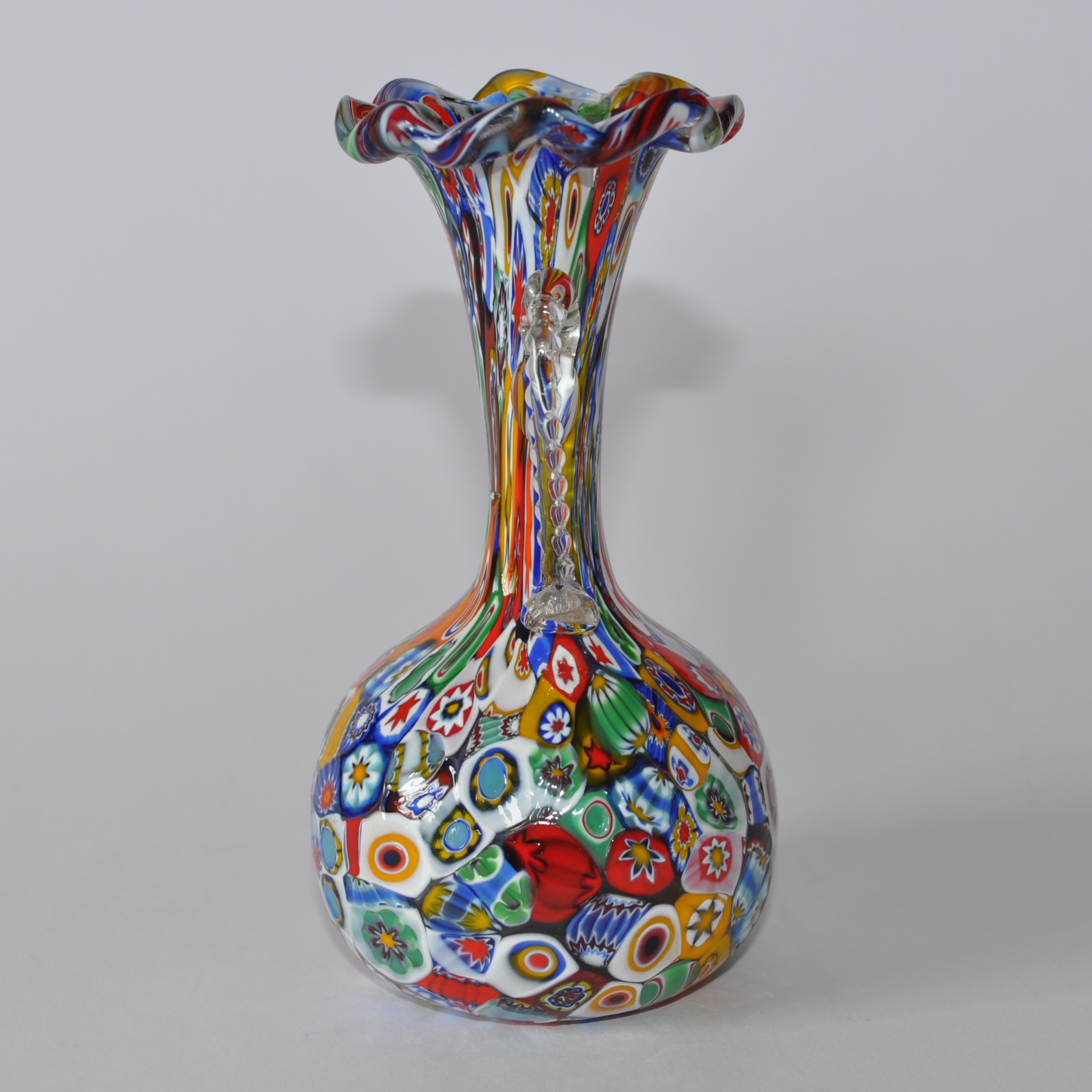 Vintage Murano Fratelli Toso Millefiori Glass Vase (Damaged)