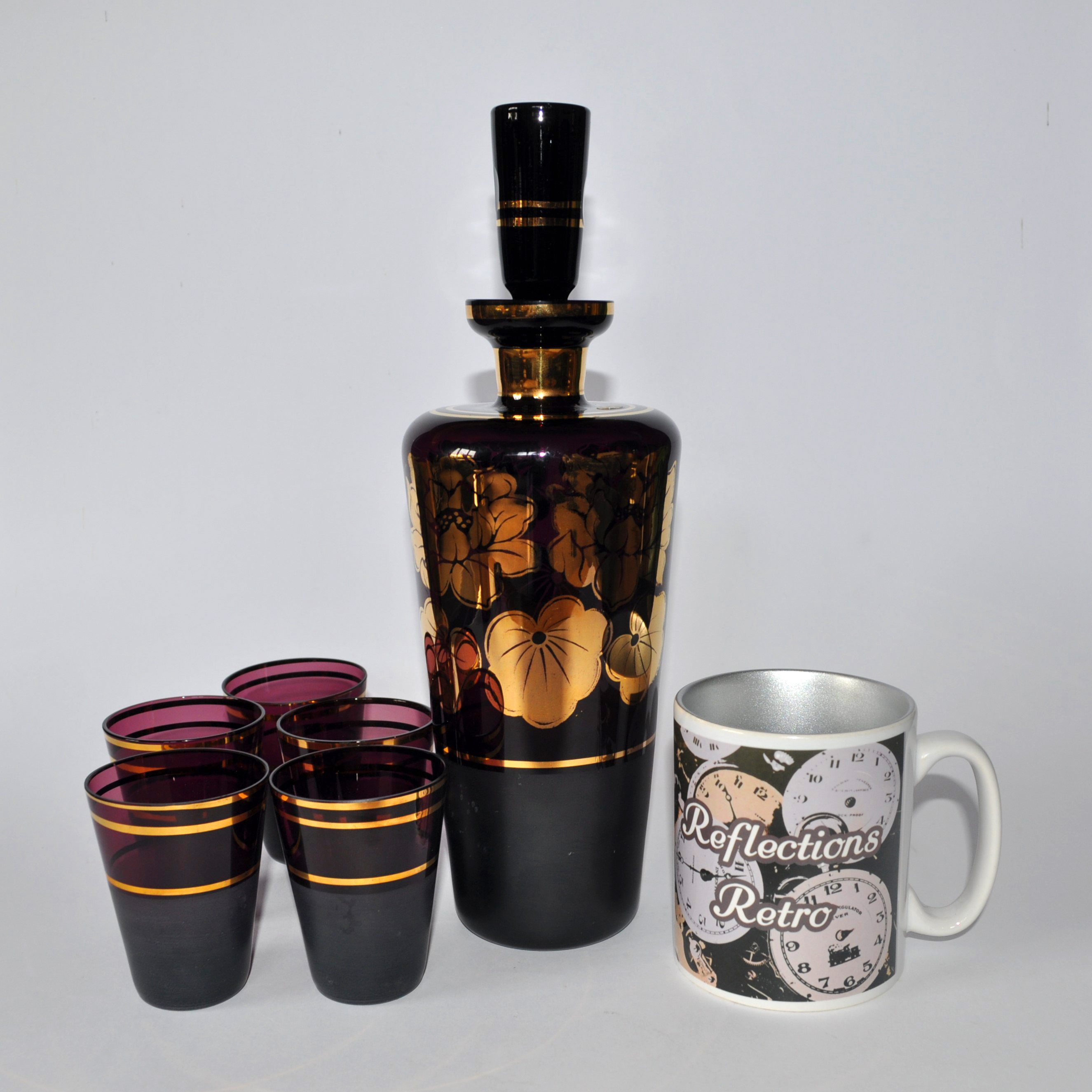 Vintage Czech / Bohemian Decanter and Glasses Set
