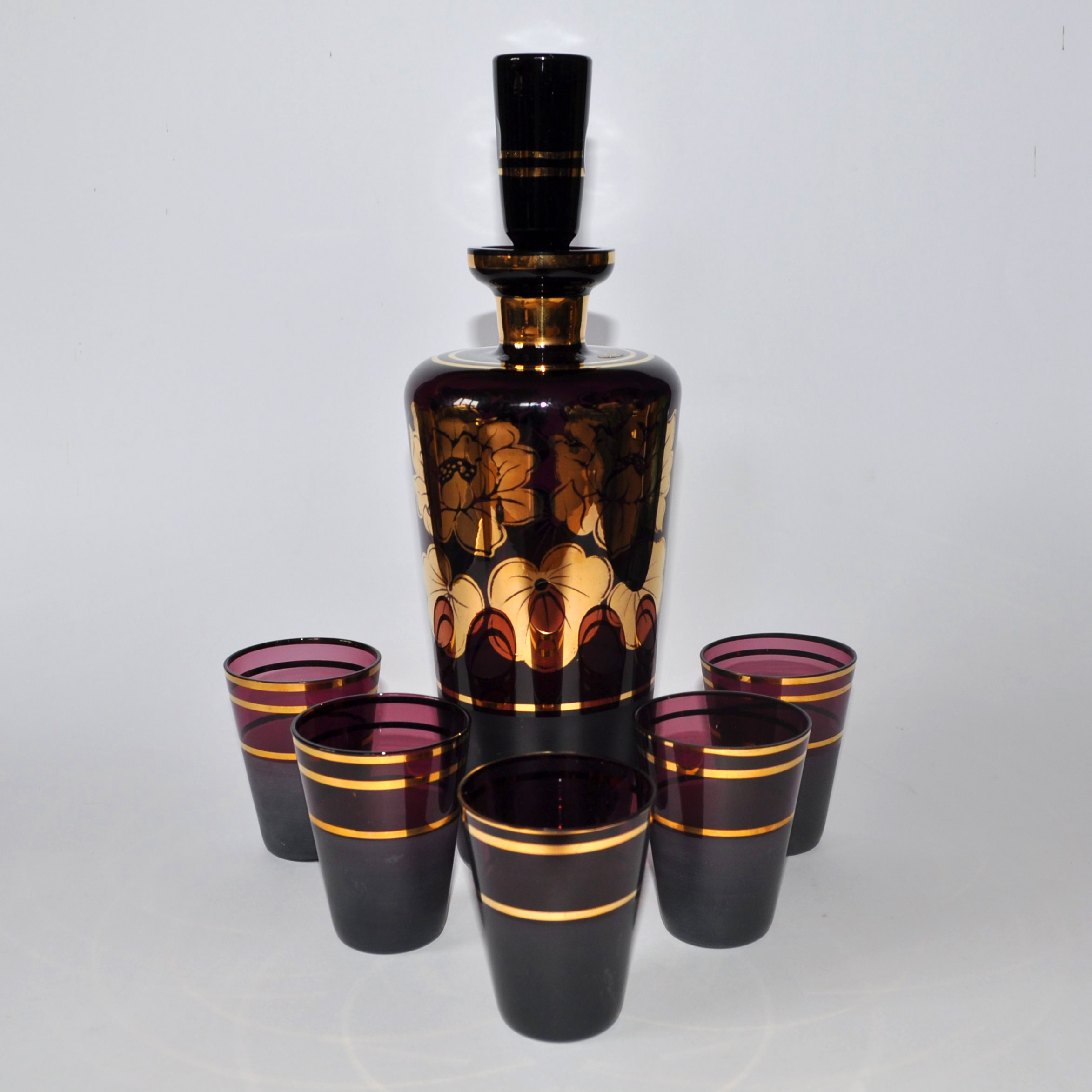 Vintage Czech / Bohemian Decanter and Glasses Set