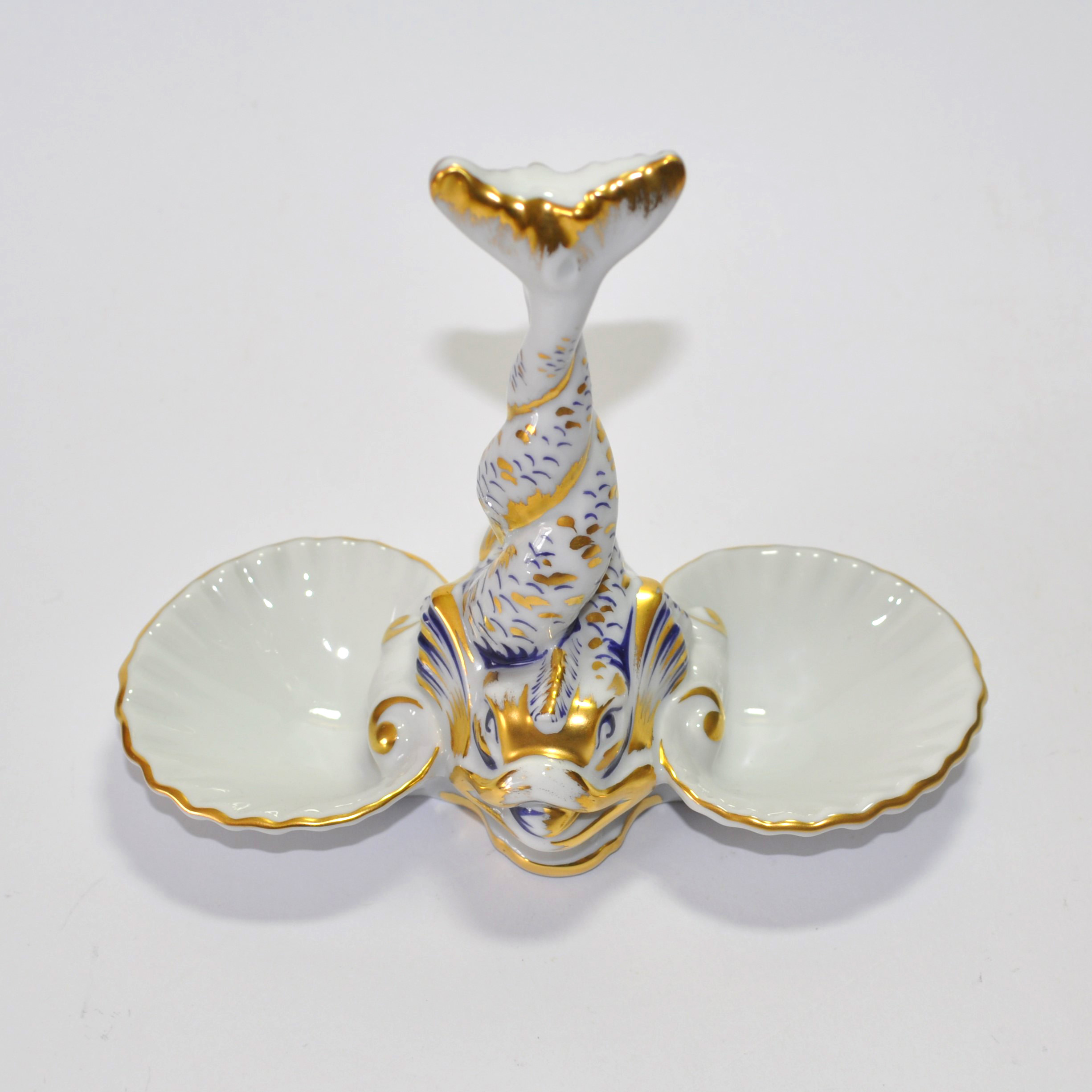 Vintage Pair of Vista Alegre Porcelain Entwined Fish Salt Cellars