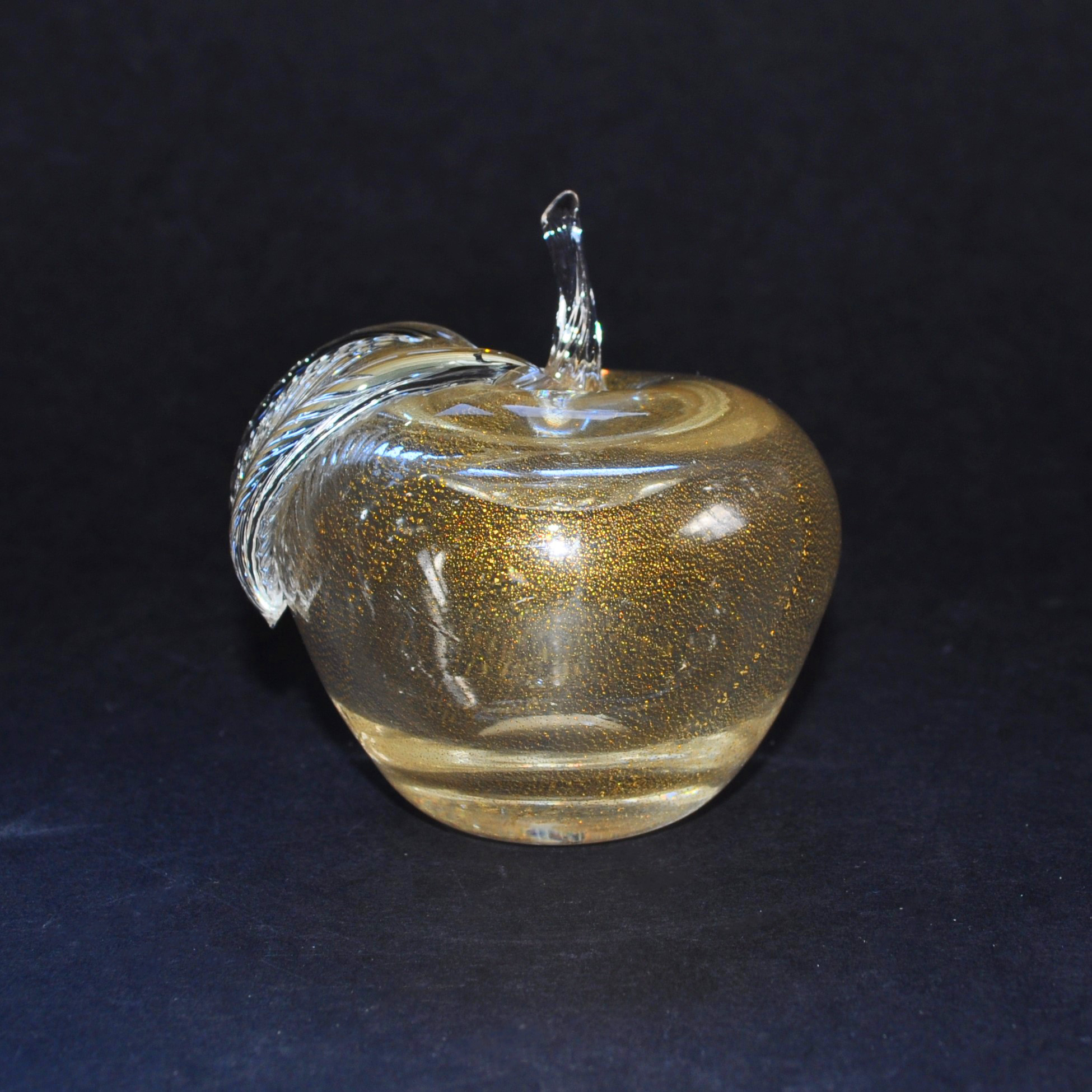 Vintage Murano Gold Aventurine Glass Apple