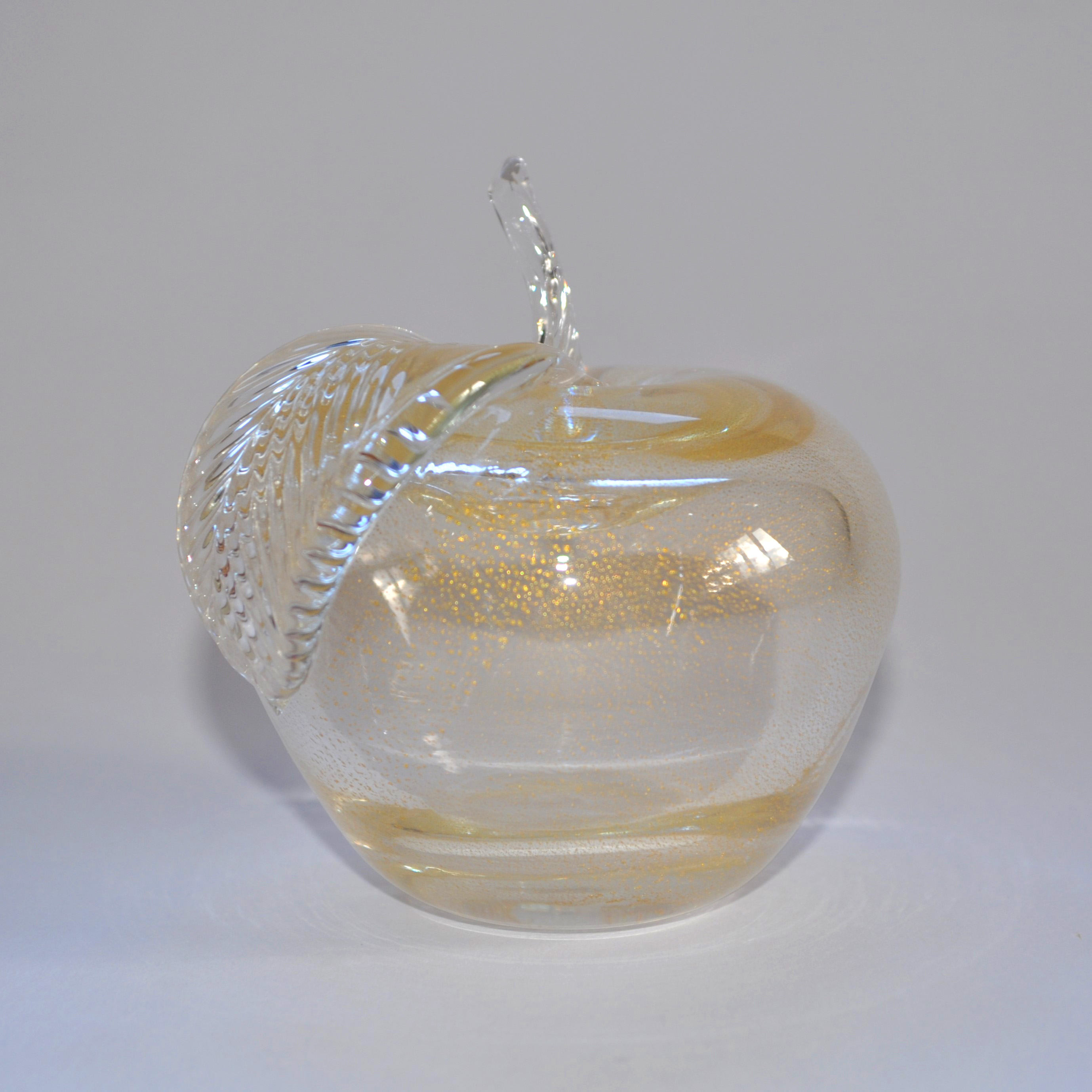 Vintage Murano Gold Aventurine Glass Apple
