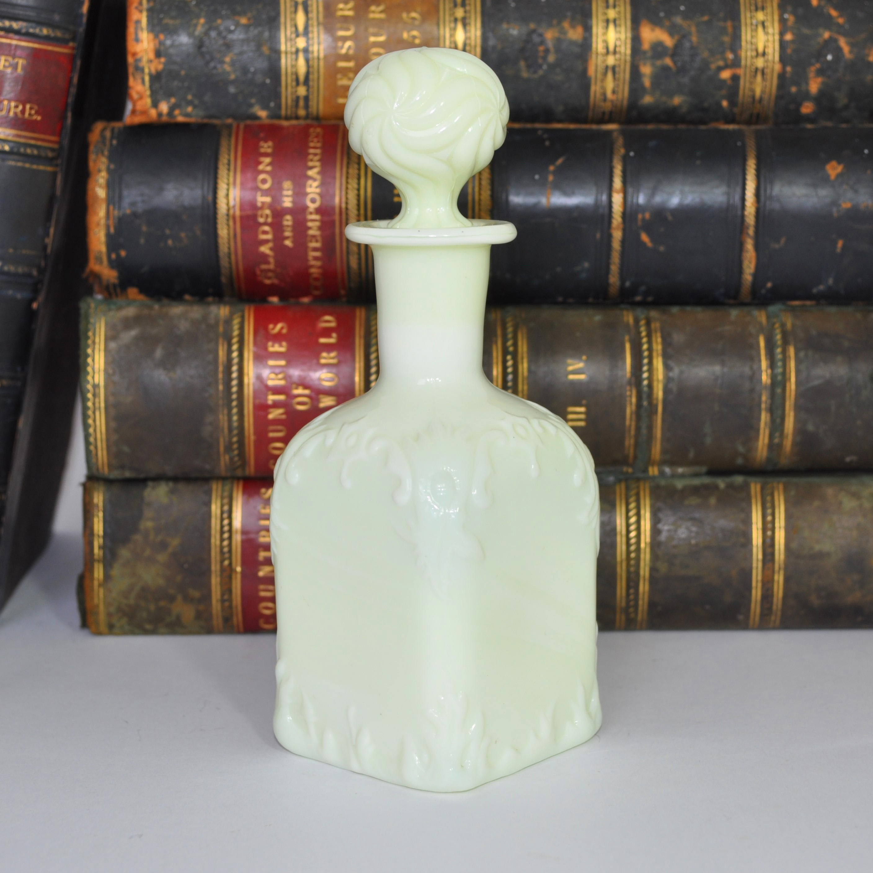 Antique French Opaline Uranium Glass Perfume bottle