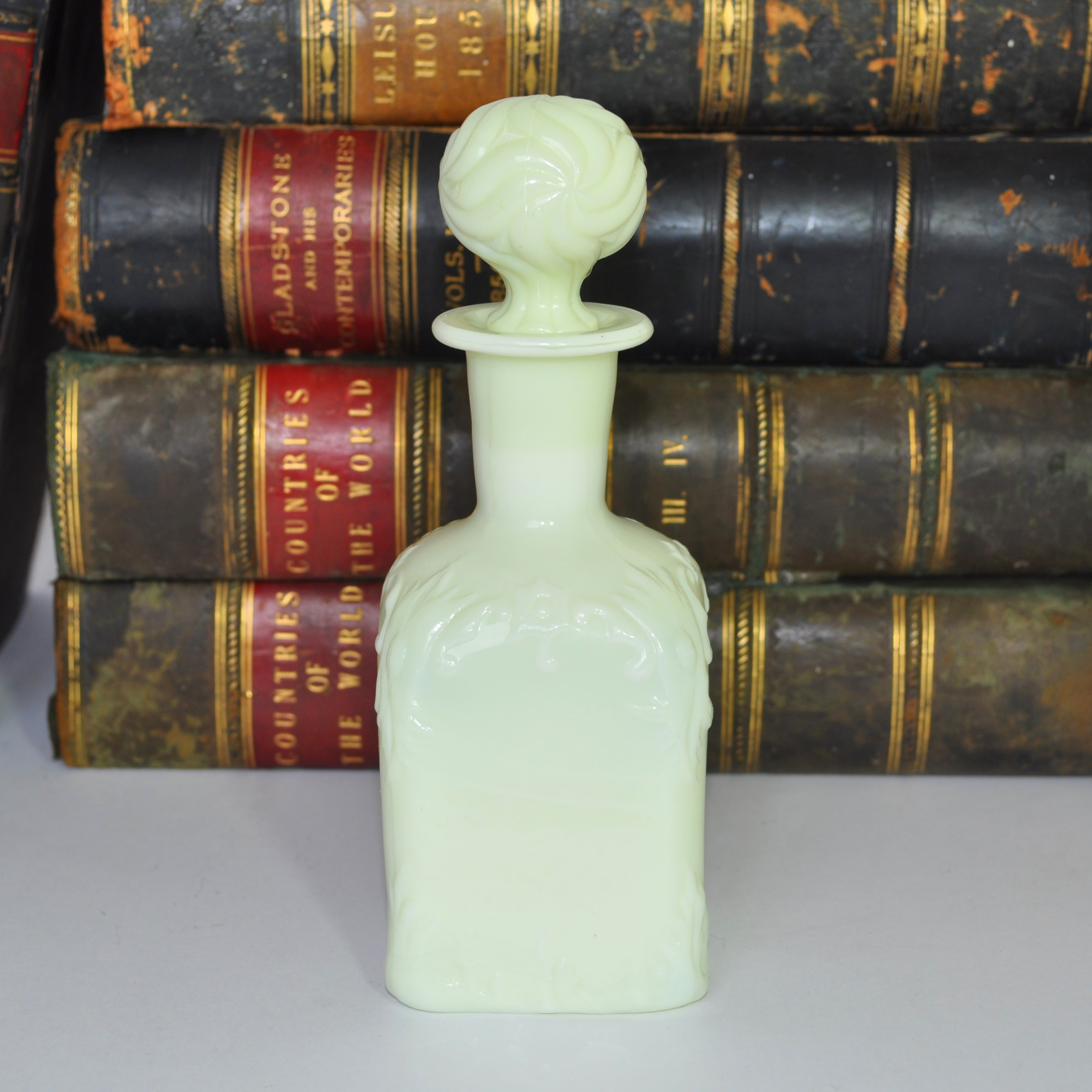 Antique French Opaline Uranium Glass Perfume bottle
