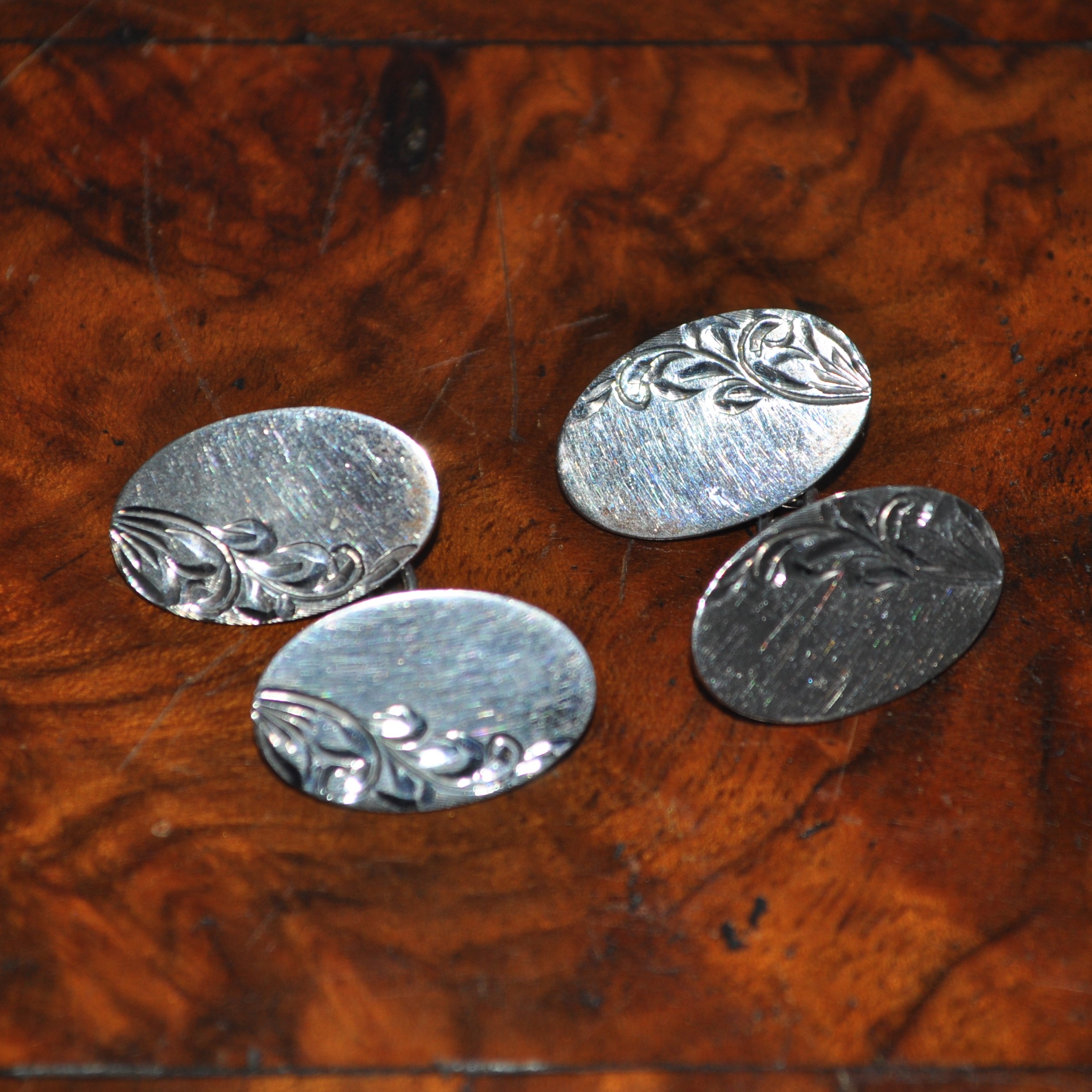 Vintage Sterling Silver Engraved Cufflinks
