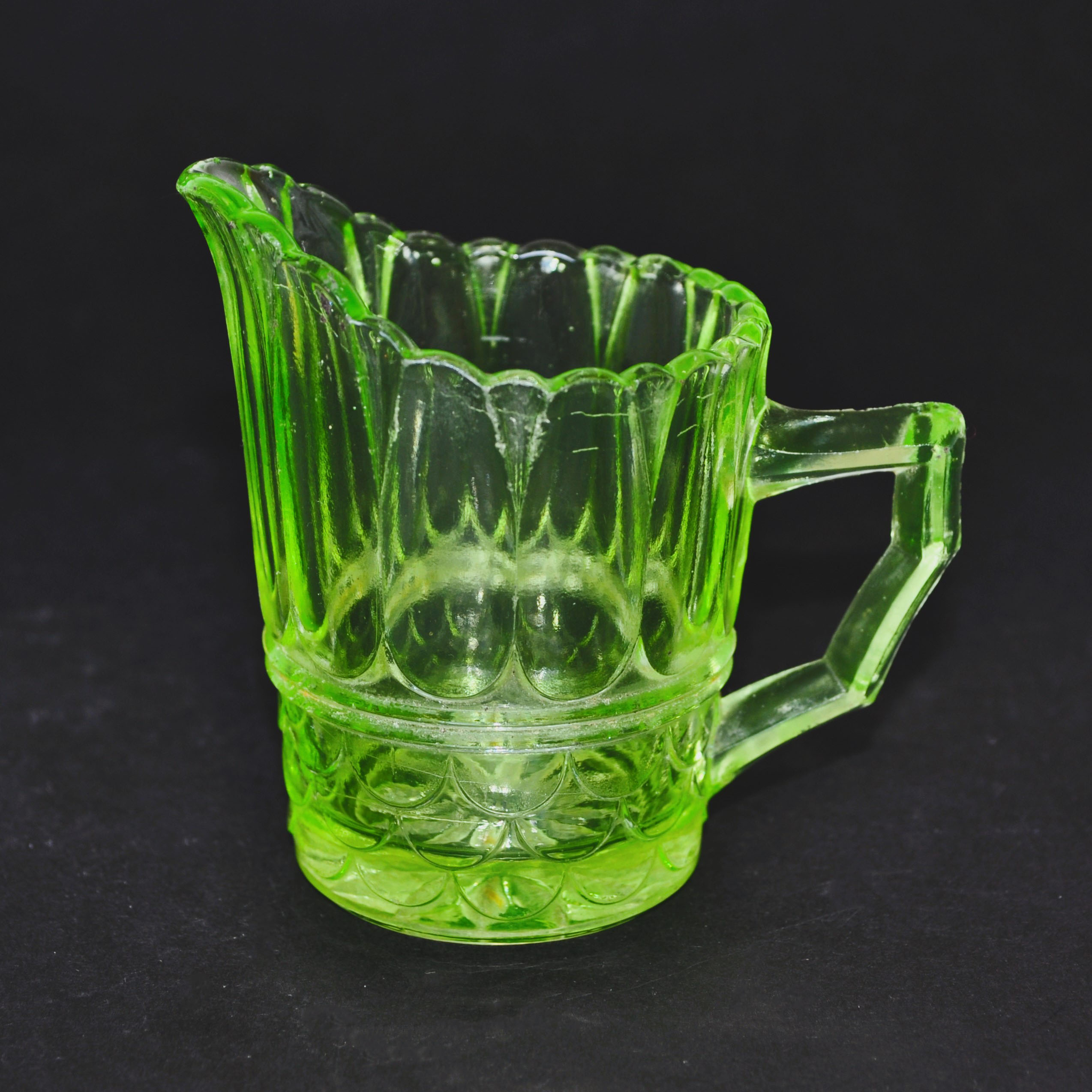 Antique Uranium / Vaseline Glass Milk / Cream Jug