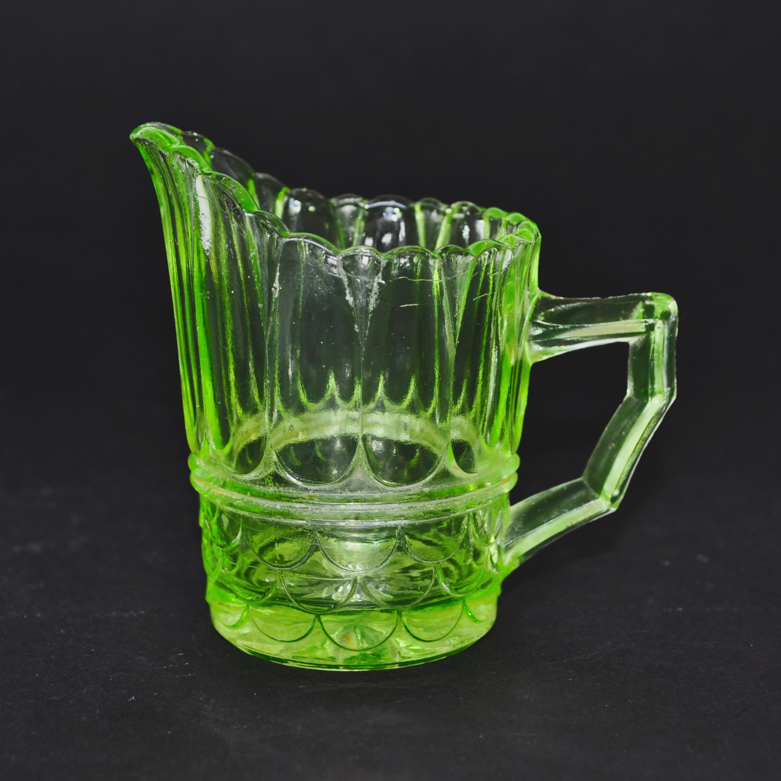 Antique Uranium / Vaseline Glass Milk / Cream Jug