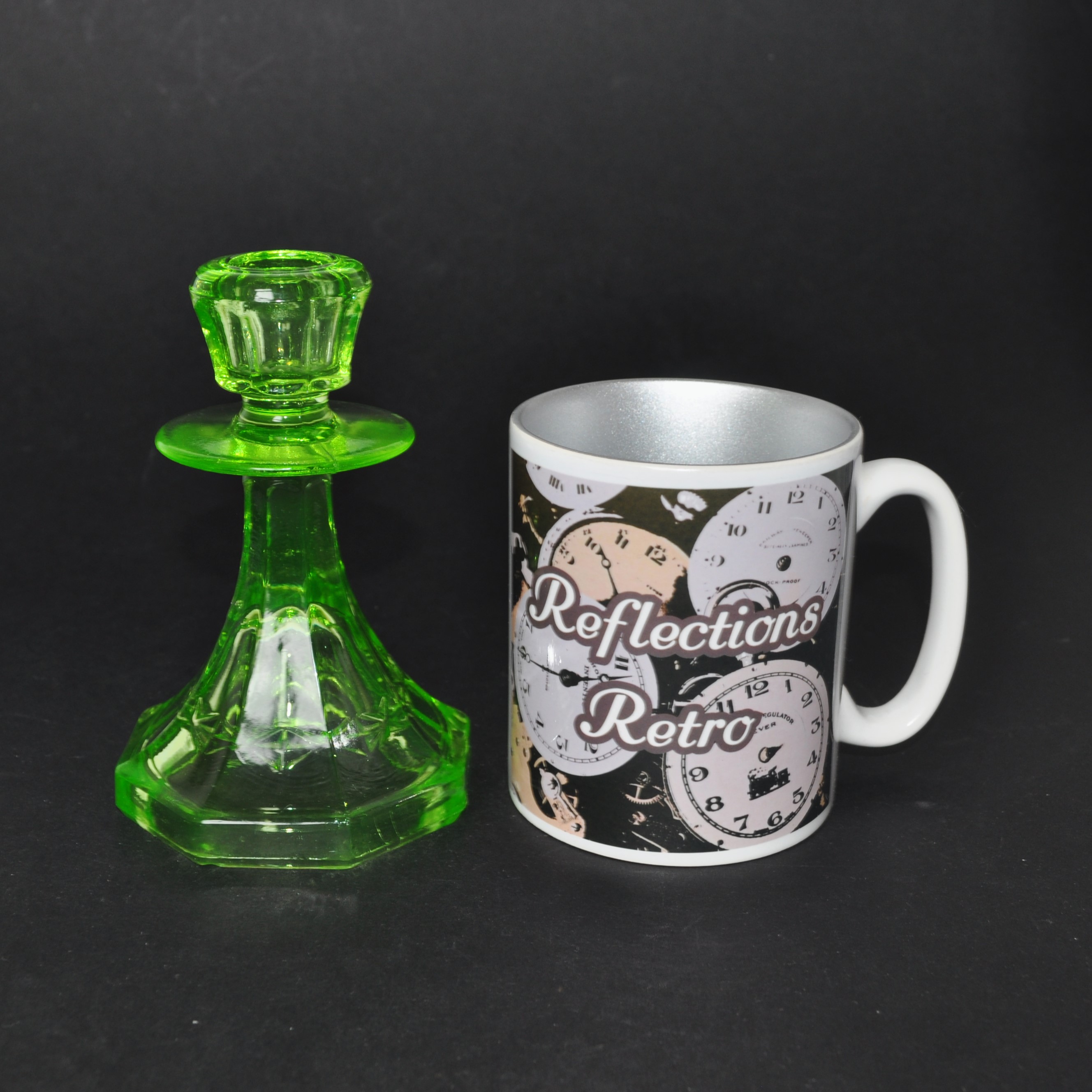 Jobling Uranium Glass "Weardale Suite" Candlestick Rd 724094