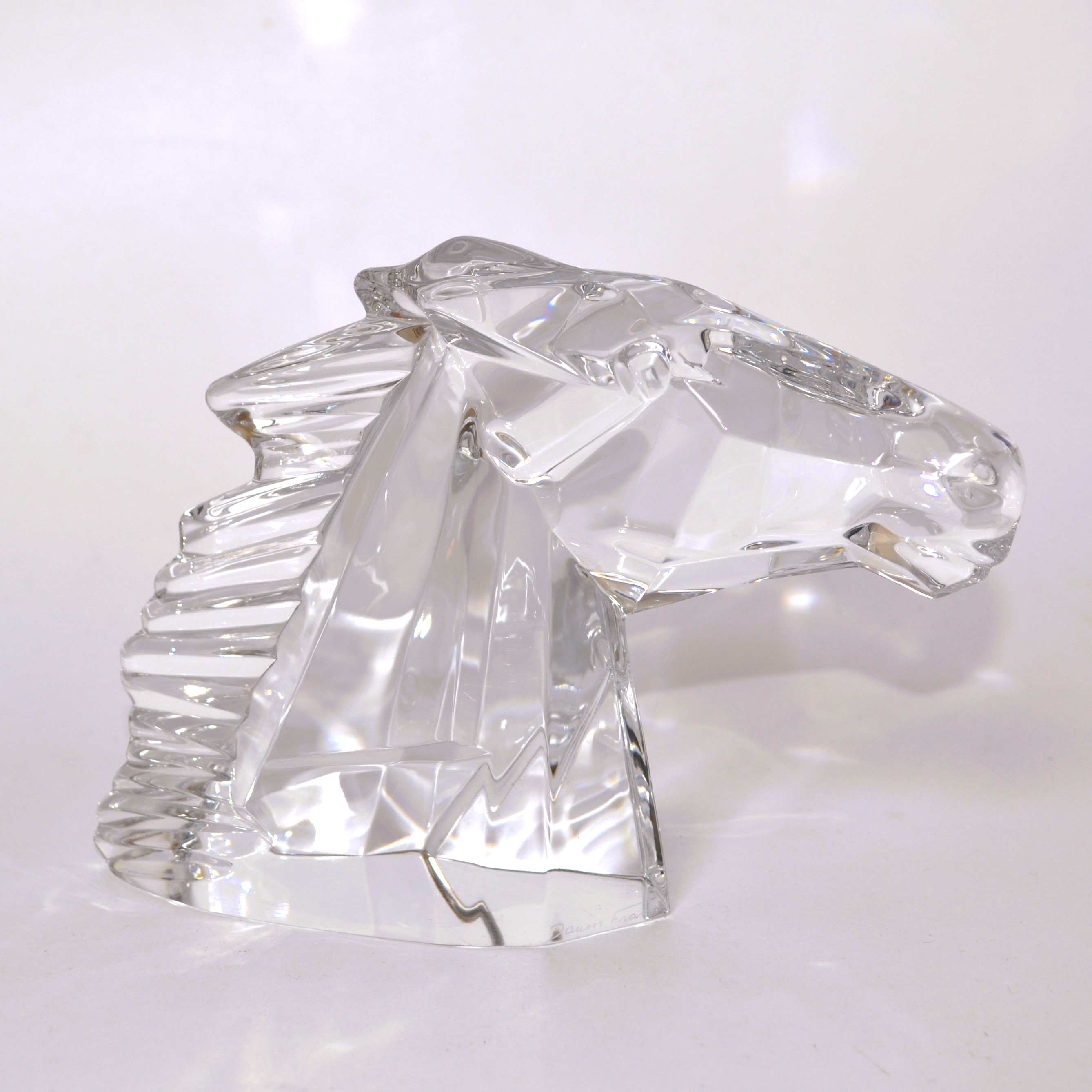Vintage Daum Crystal France Stallion Horse's Head Sculpture