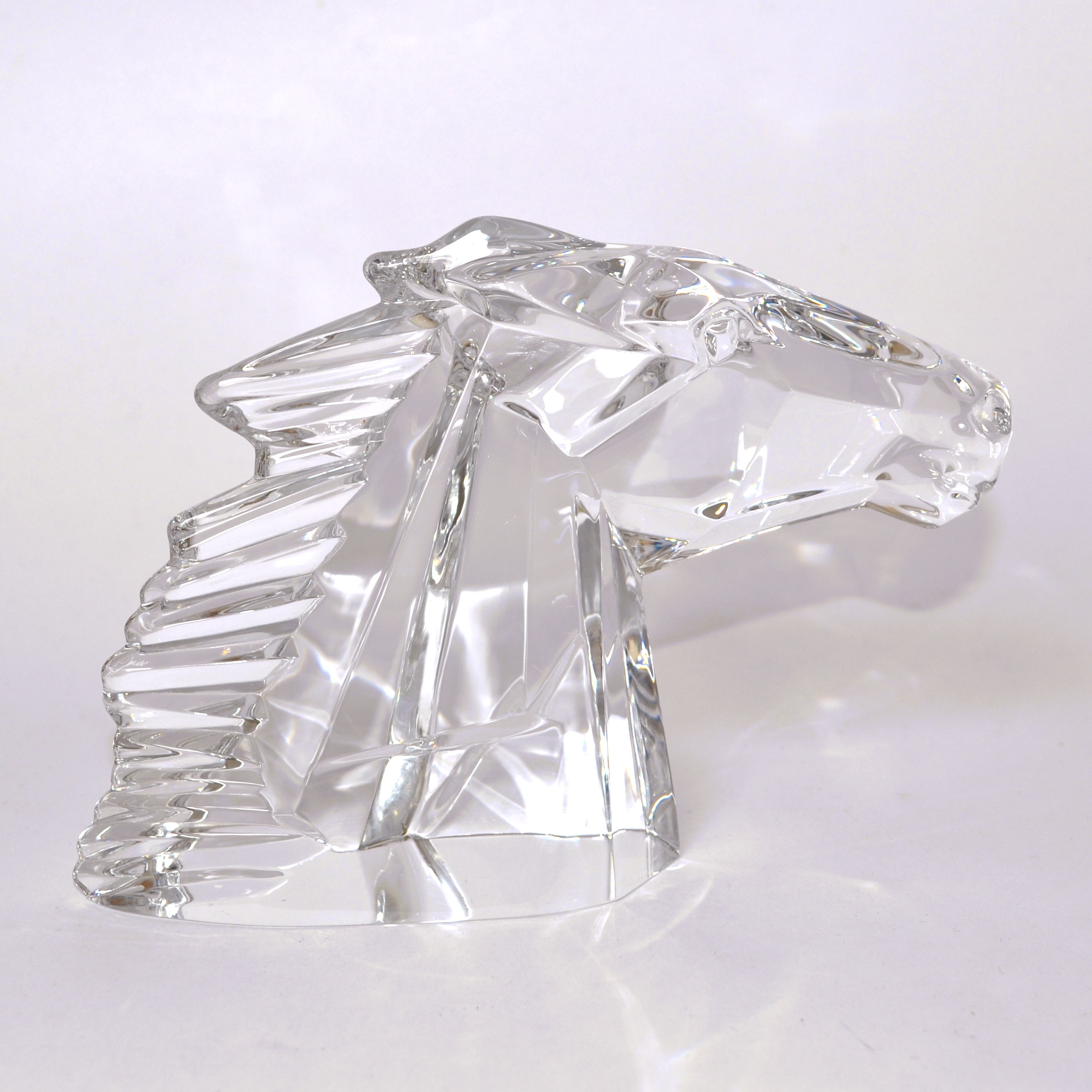 Vintage Daum Crystal France Stallion Horse's Head Sculpture