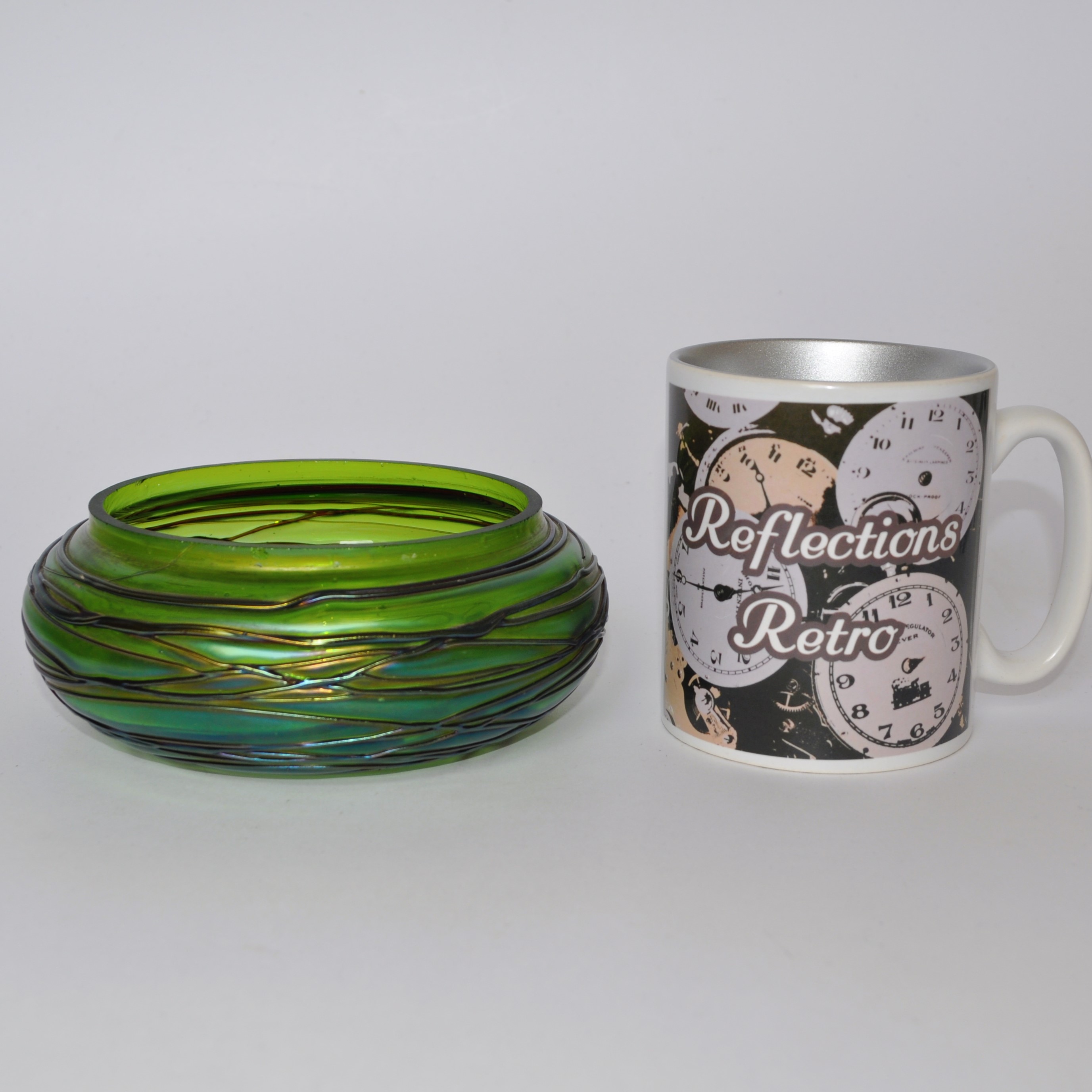 Art Nouveau Czech Kralik Iridescent Threaded Glass Bowl