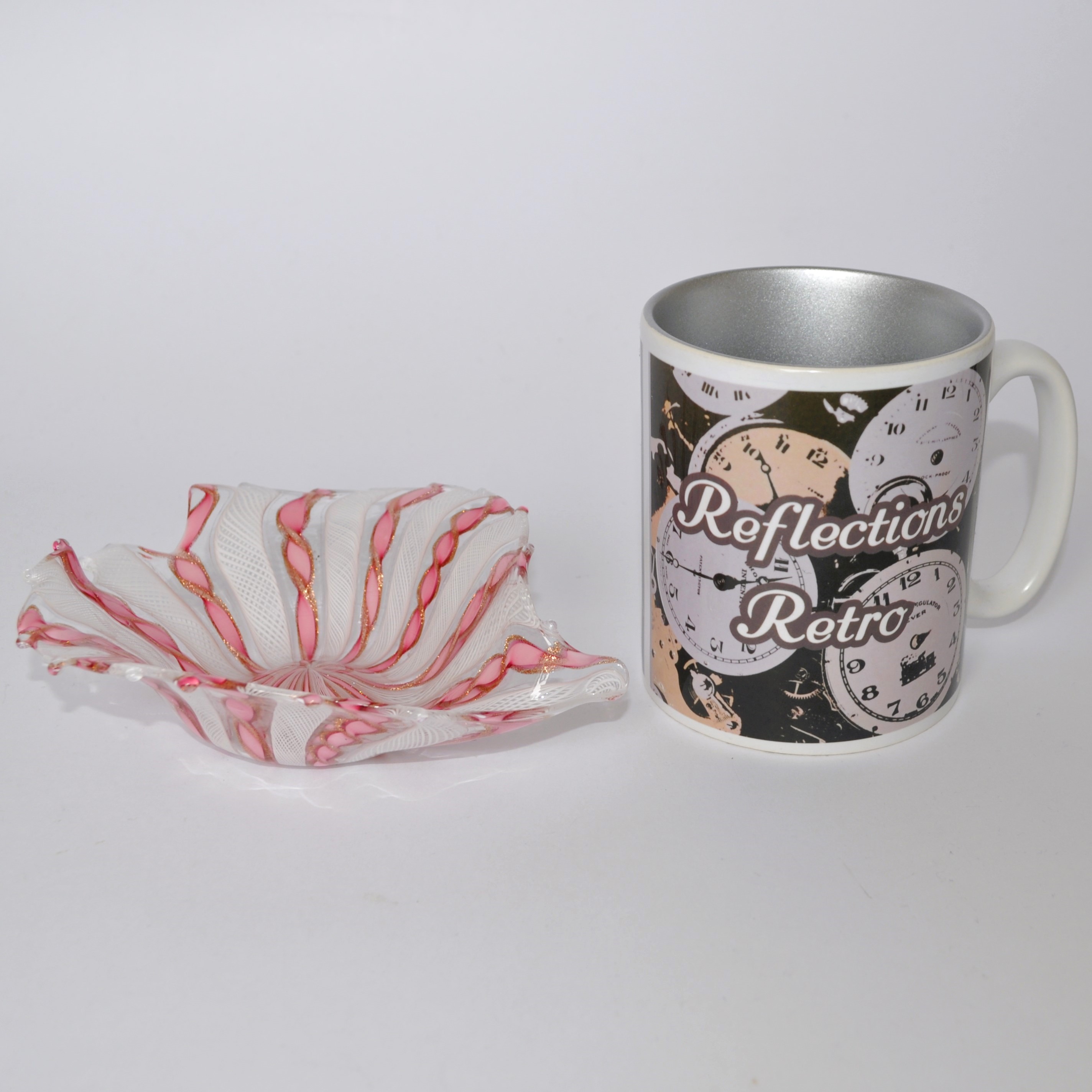 Vintage Murano Salviati Zanfirico, Filigree & Aventurine Glass Leaf Dish